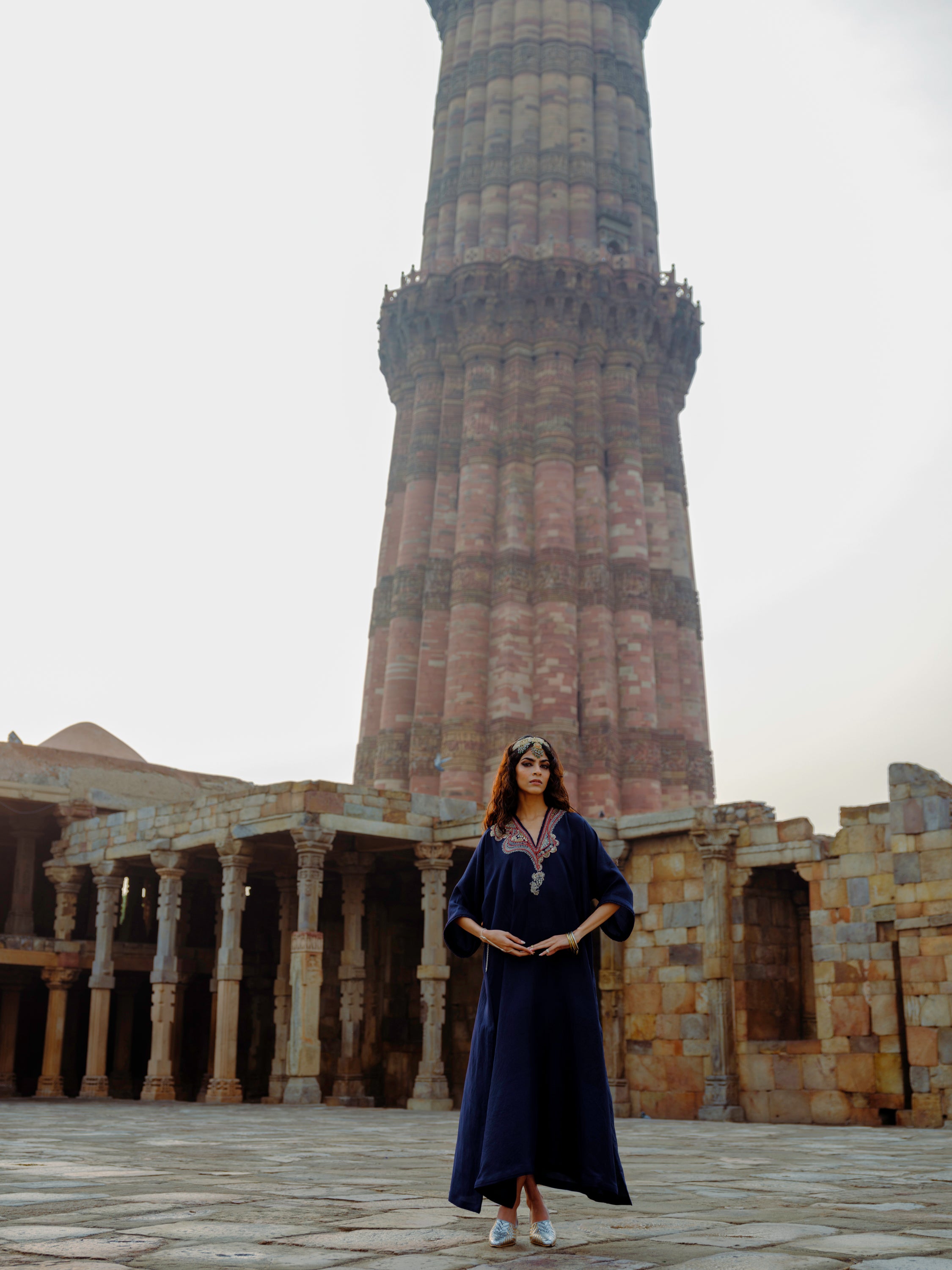 kaftan in silk base with zardosi embroidery