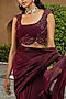 Retro Love Plum Chiffon Pre-Draped Saree Set