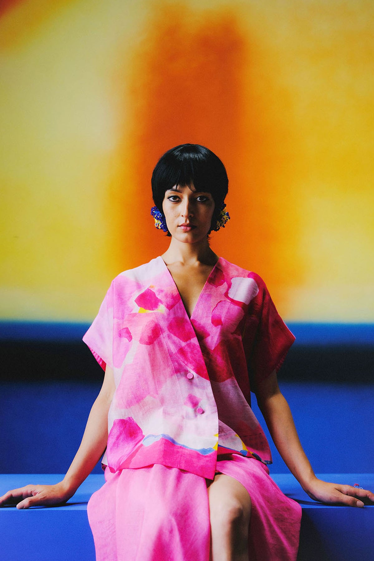 Candy Floss blush pink dhoti-skirt set