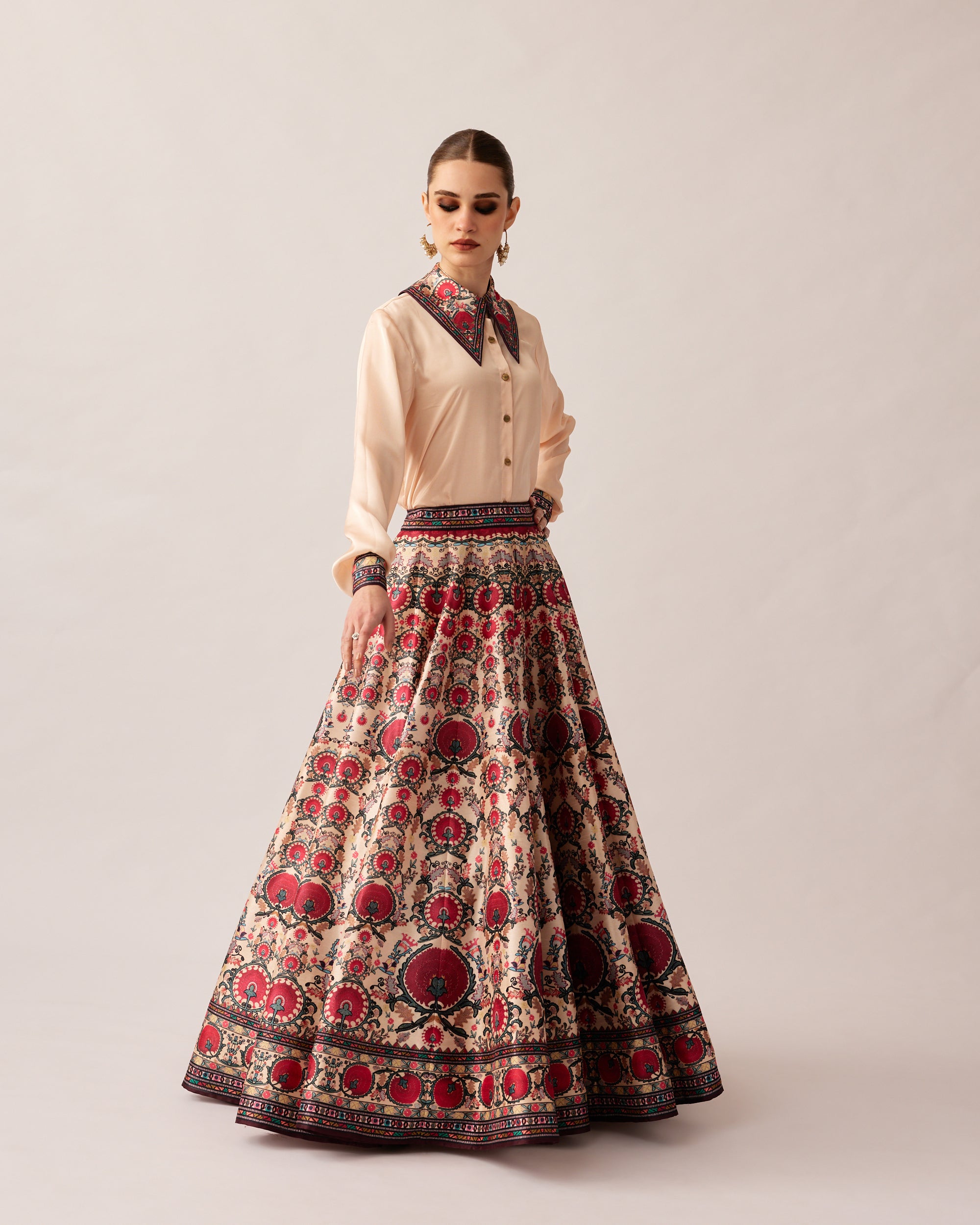 Bukhara Maroon Leela Top & Skirt Set