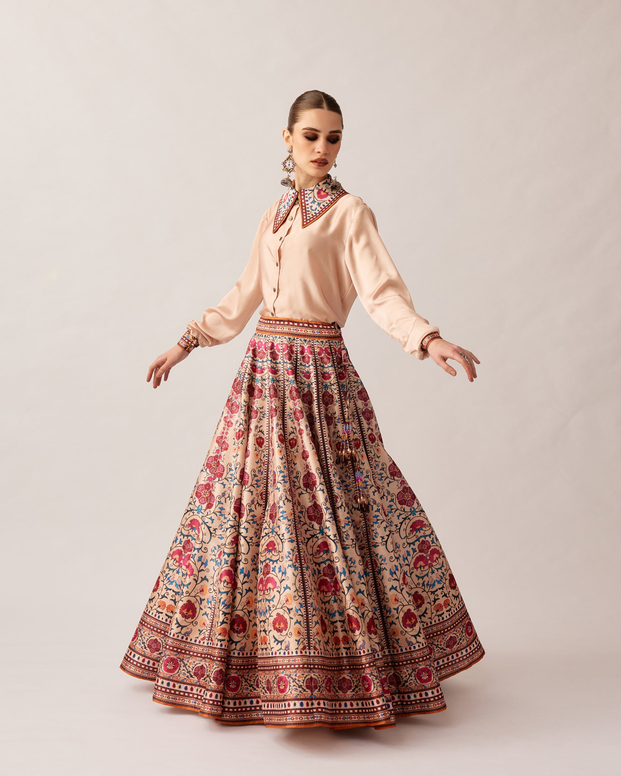 Bukhara Taupe Leela Top & Skirt Set