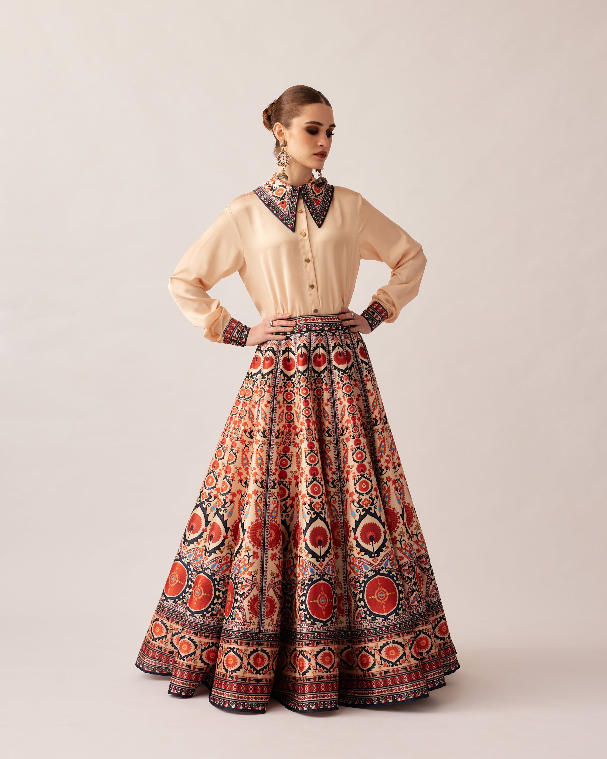 Bukhara Rust Leela Top & Skirt Set