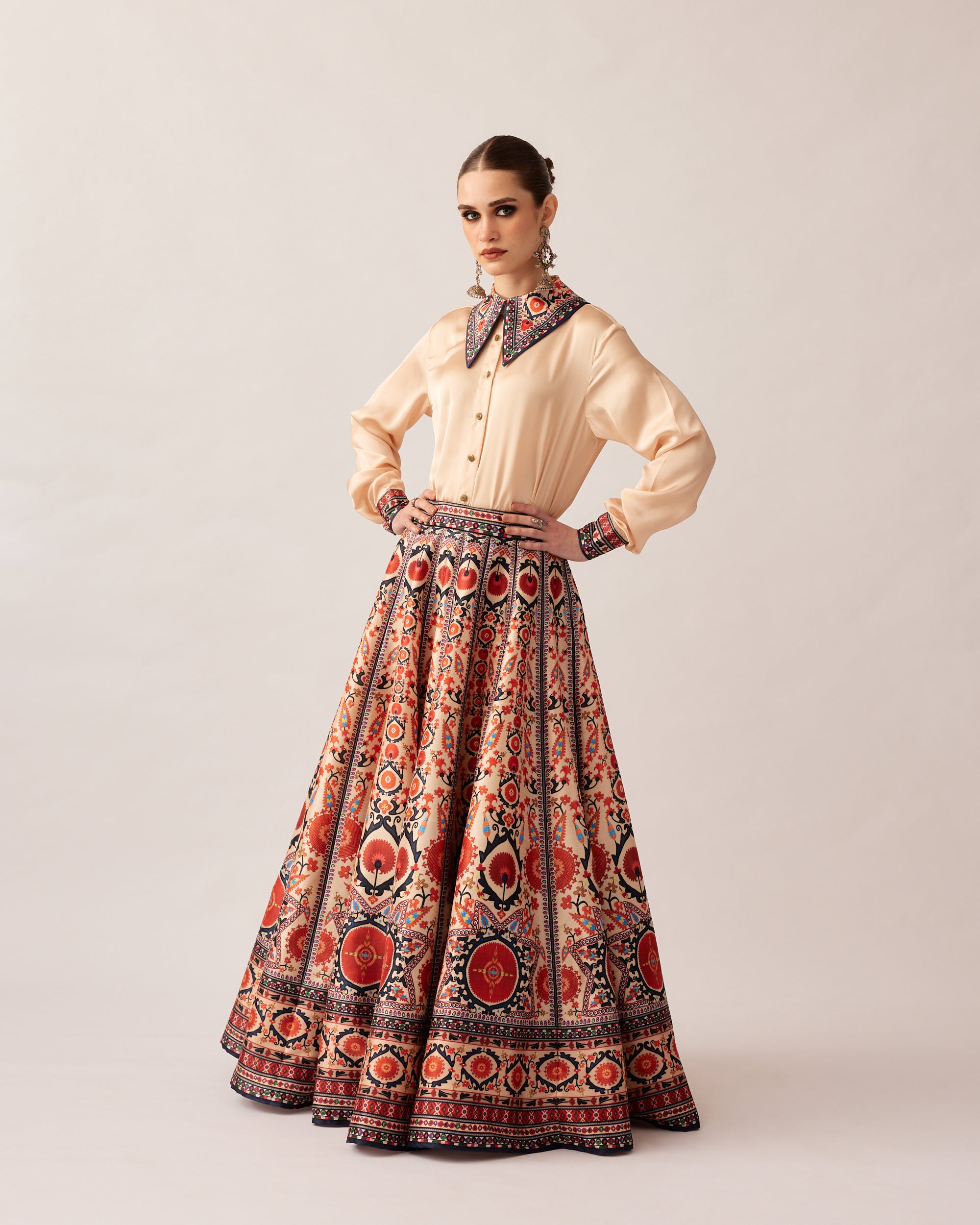Bukhara Rust Leela Top & Skirt Set