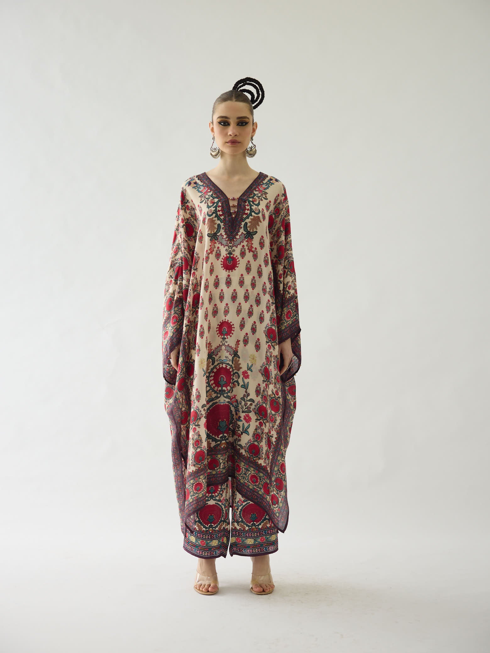 Bukhara Maroon Gufrina Kaftaan Dress