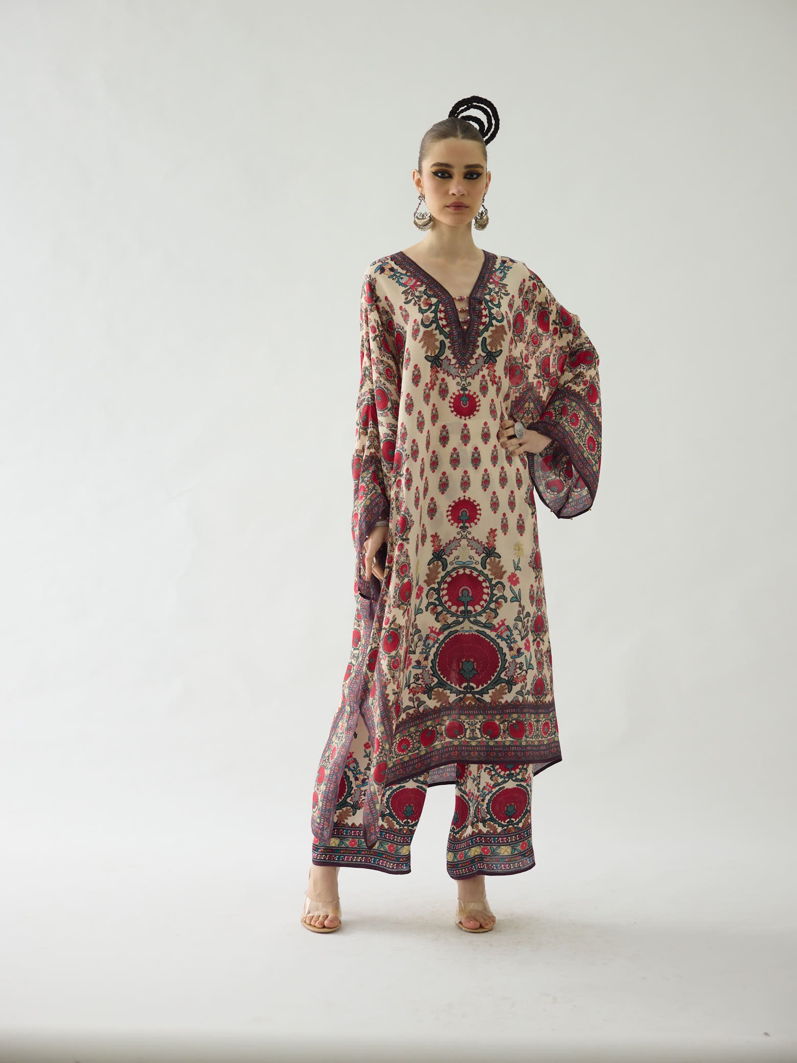 Bukhara Maroon Gufrina Kaftaan Dress