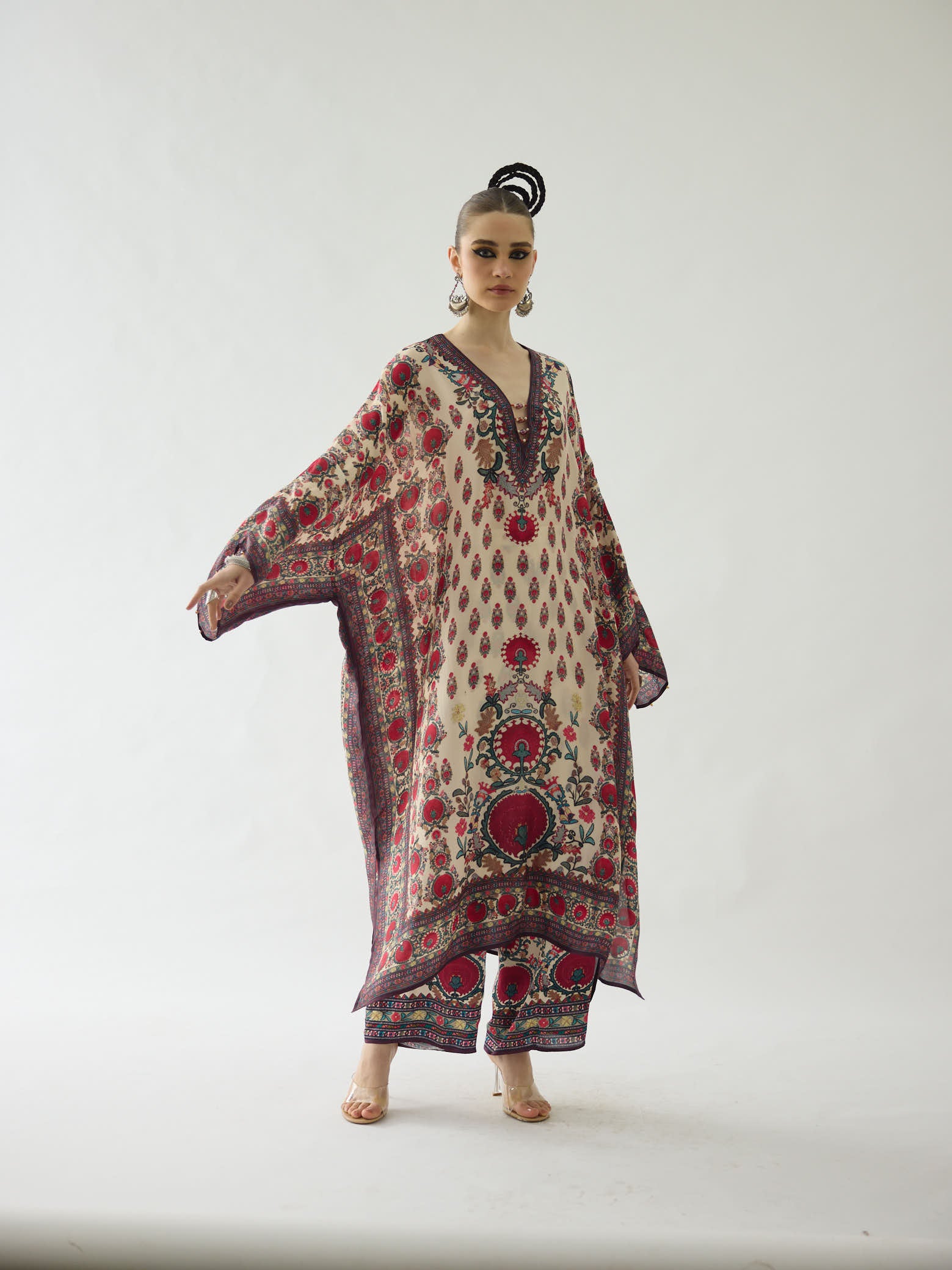 Bukhara Maroon Gufrina Kaftaan Dress