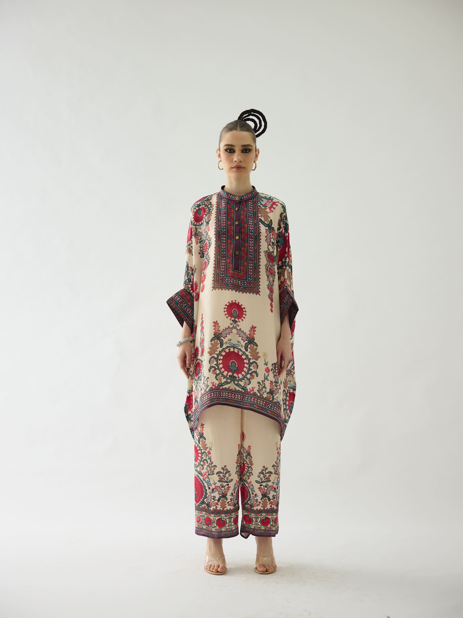 Bukhara Maroon Chanel Long Tunic Set