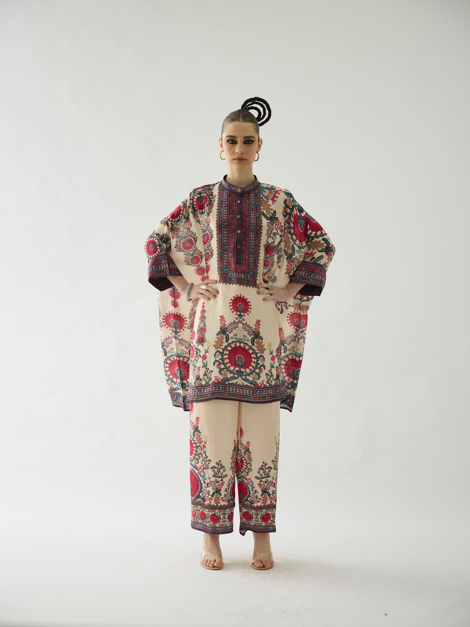 Bukhara Maroon Chanel Long Tunic Set