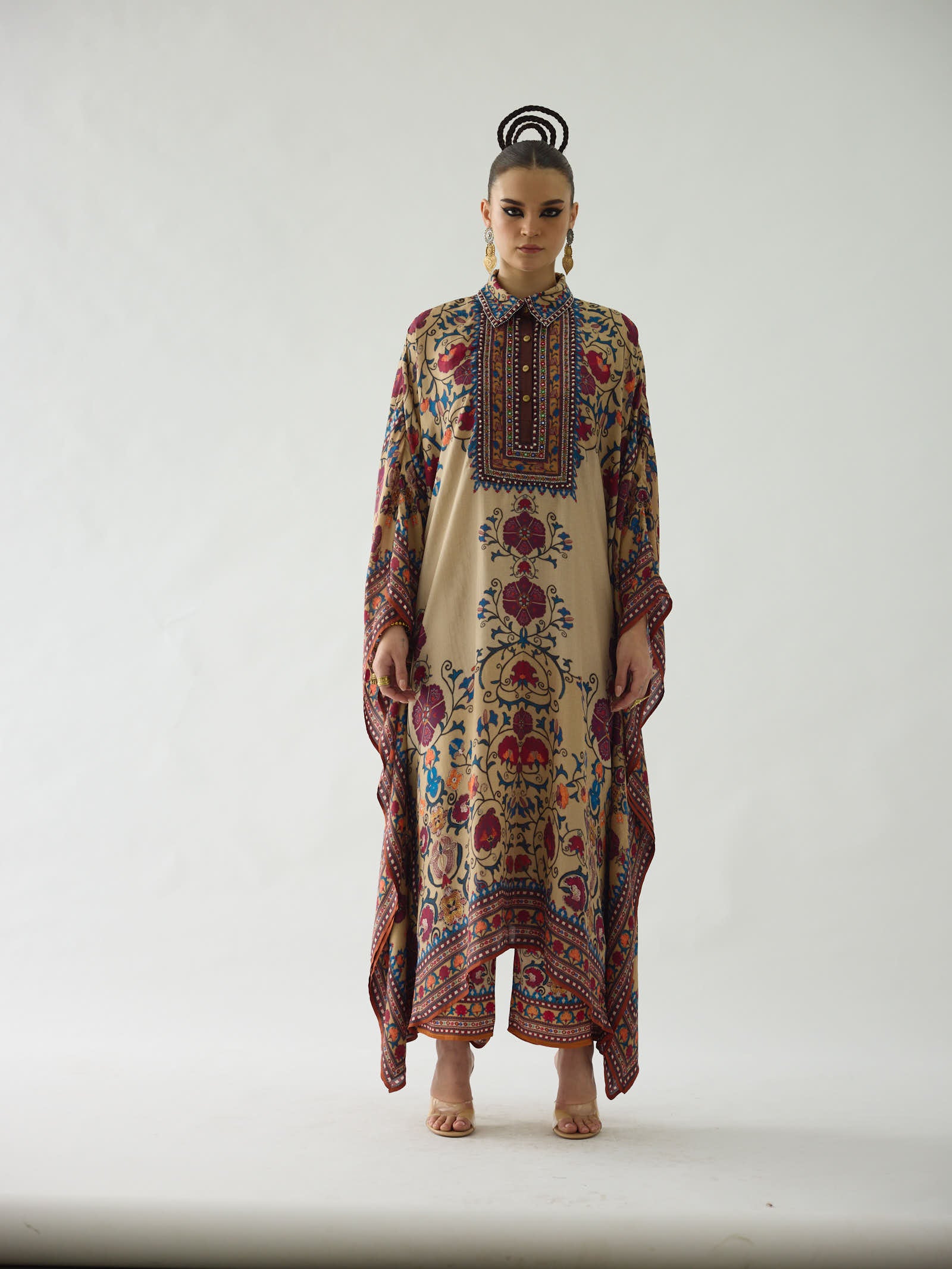 Bukhara Taupe Sharifa  Kaftaan Dress
