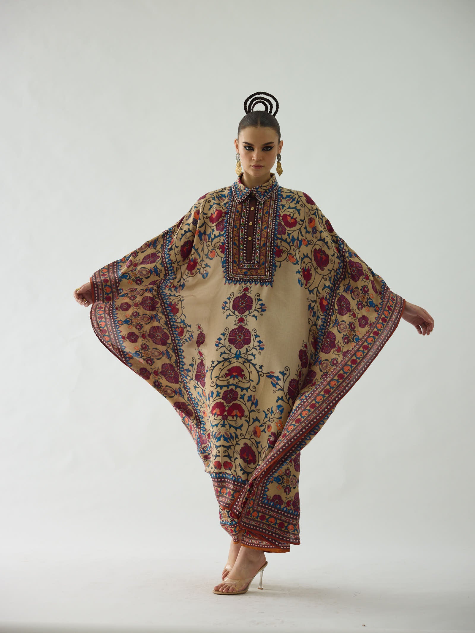 Bukhara Taupe Sharifa  Kaftaan Dress