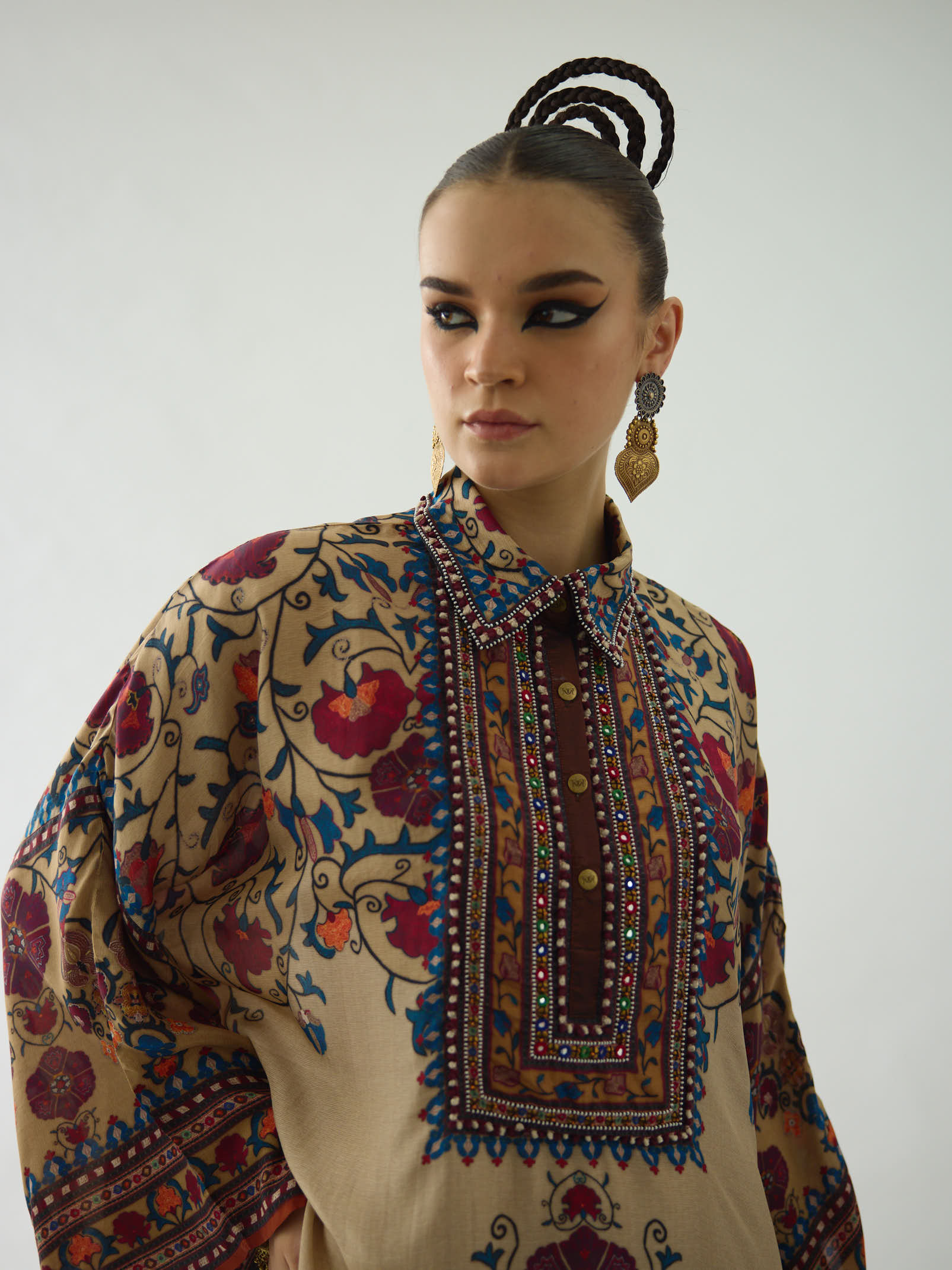 Bukhara Taupe Sharifa  Kaftaan Dress