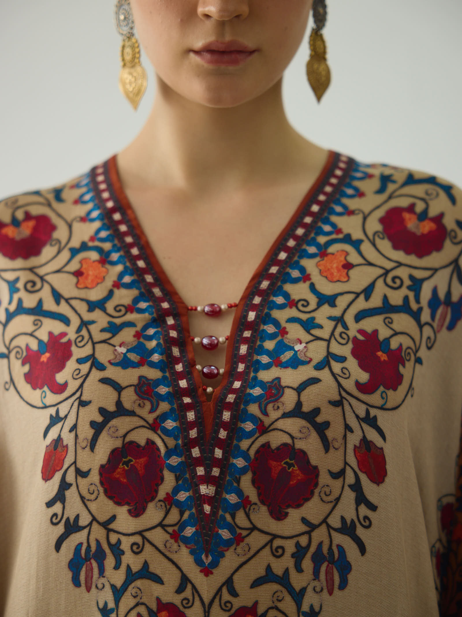 Bukhara Taupe Ghufrina  Tunic Set