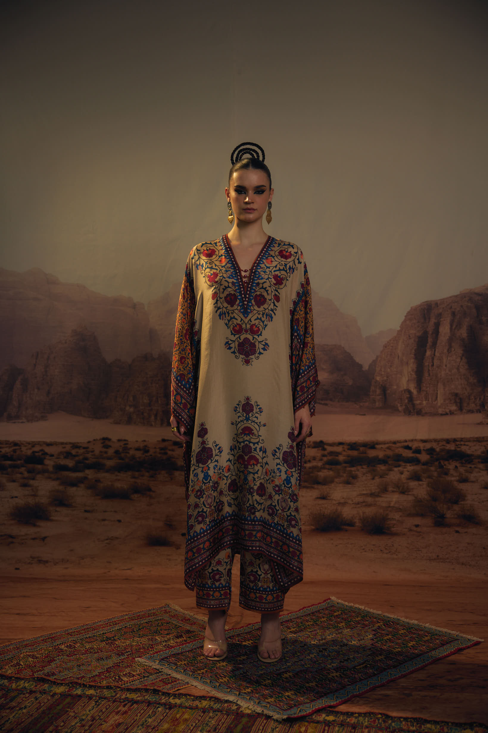 Bukhara Taupe Ghufrina  Tunic Set