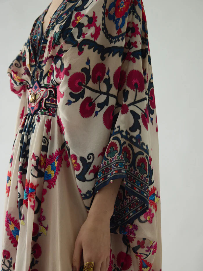 Bukhara Raspberry Imama Kaftan Dress