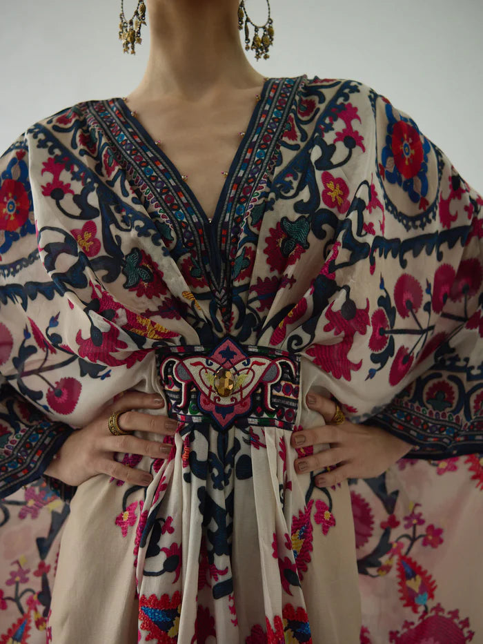 Bukhara Raspberry Imama Kaftan Dress