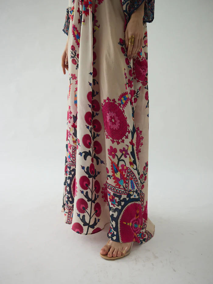 Bukhara Raspberry Imama Kaftan Dress