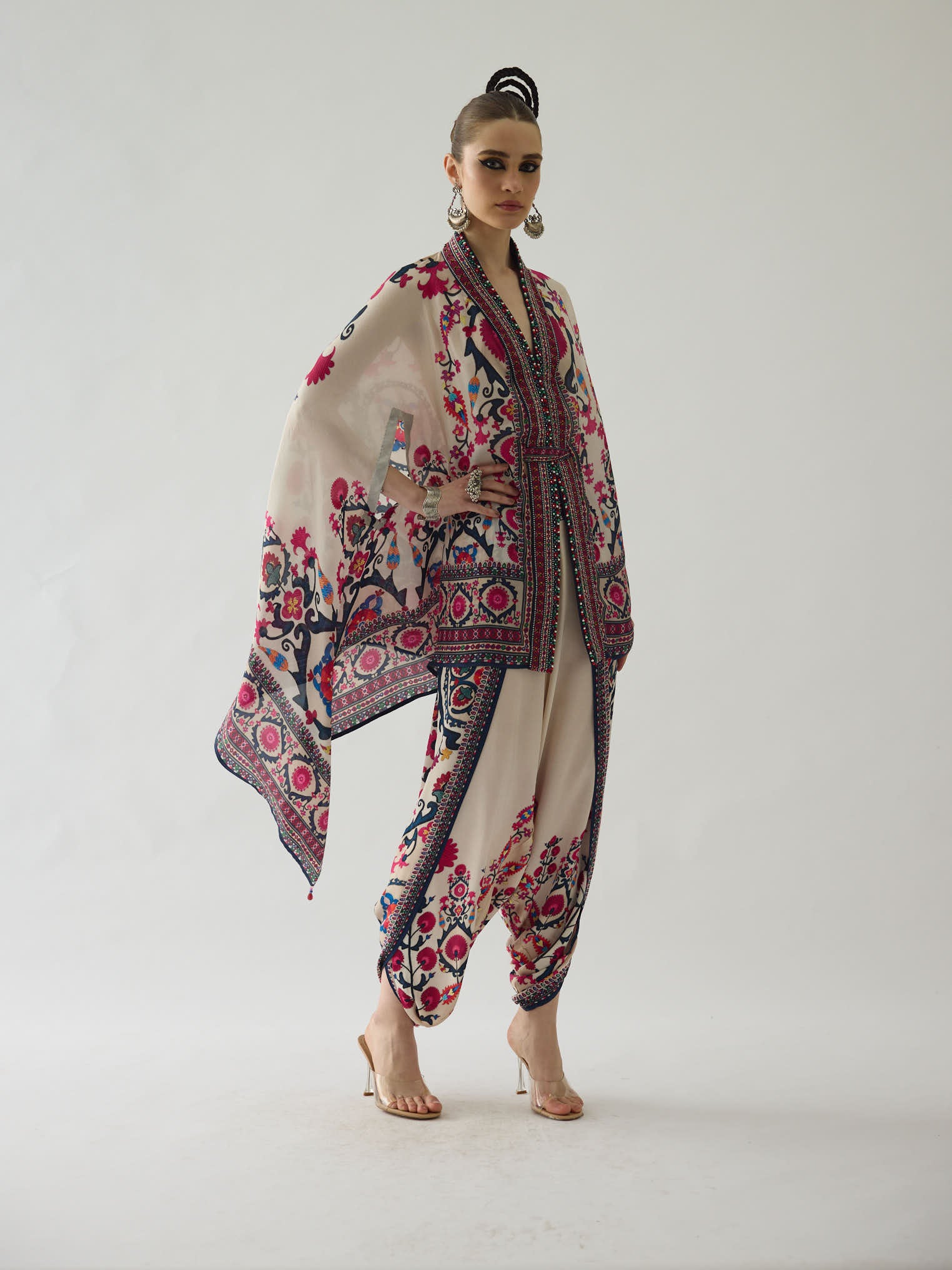 Bukhara Raspberry Chloe Cape & Dhoti Set