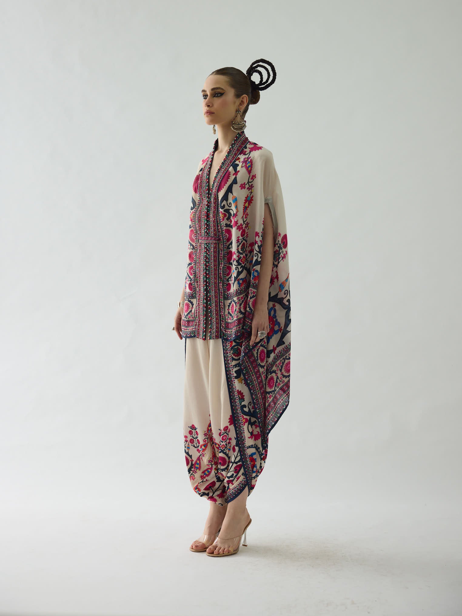 Bukhara Raspberry Chloe Cape & Dhoti Set
