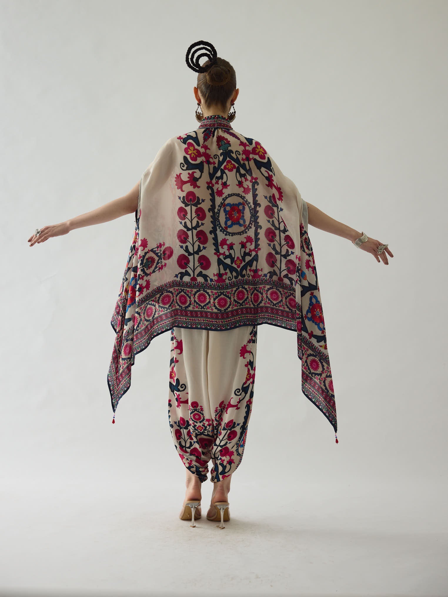 Bukhara Raspberry Chloe Cape & Dhoti Set