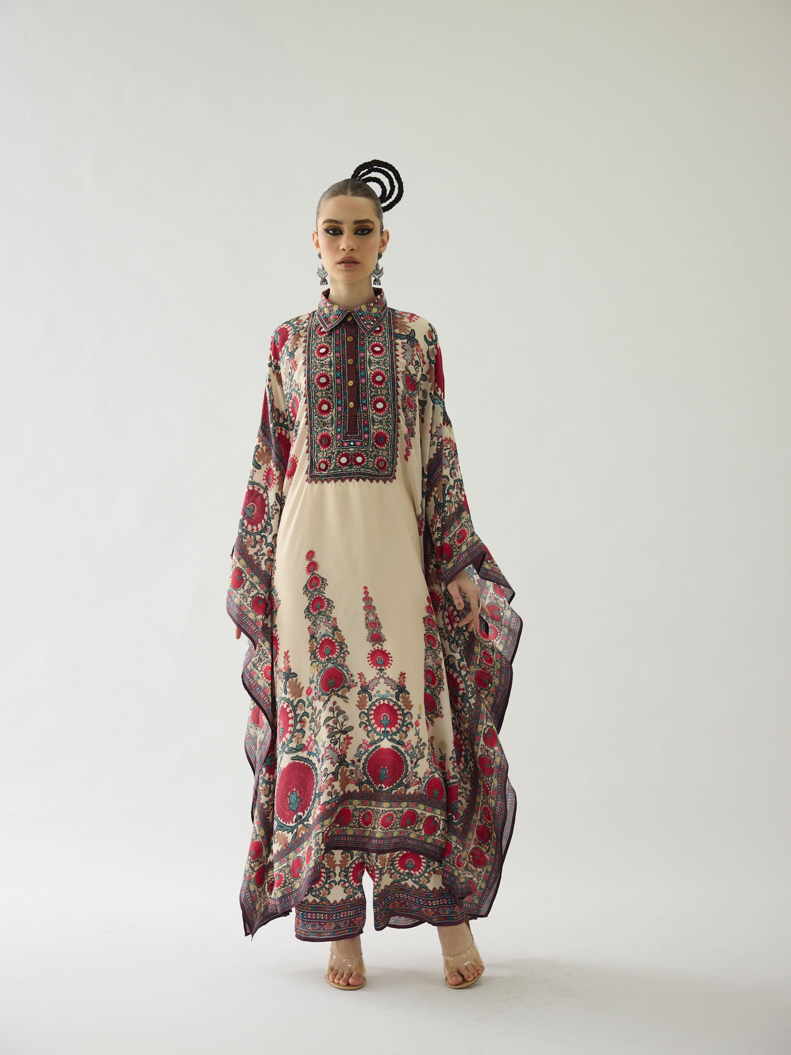 Bukhara Maroon Sharifa Kaftan Set