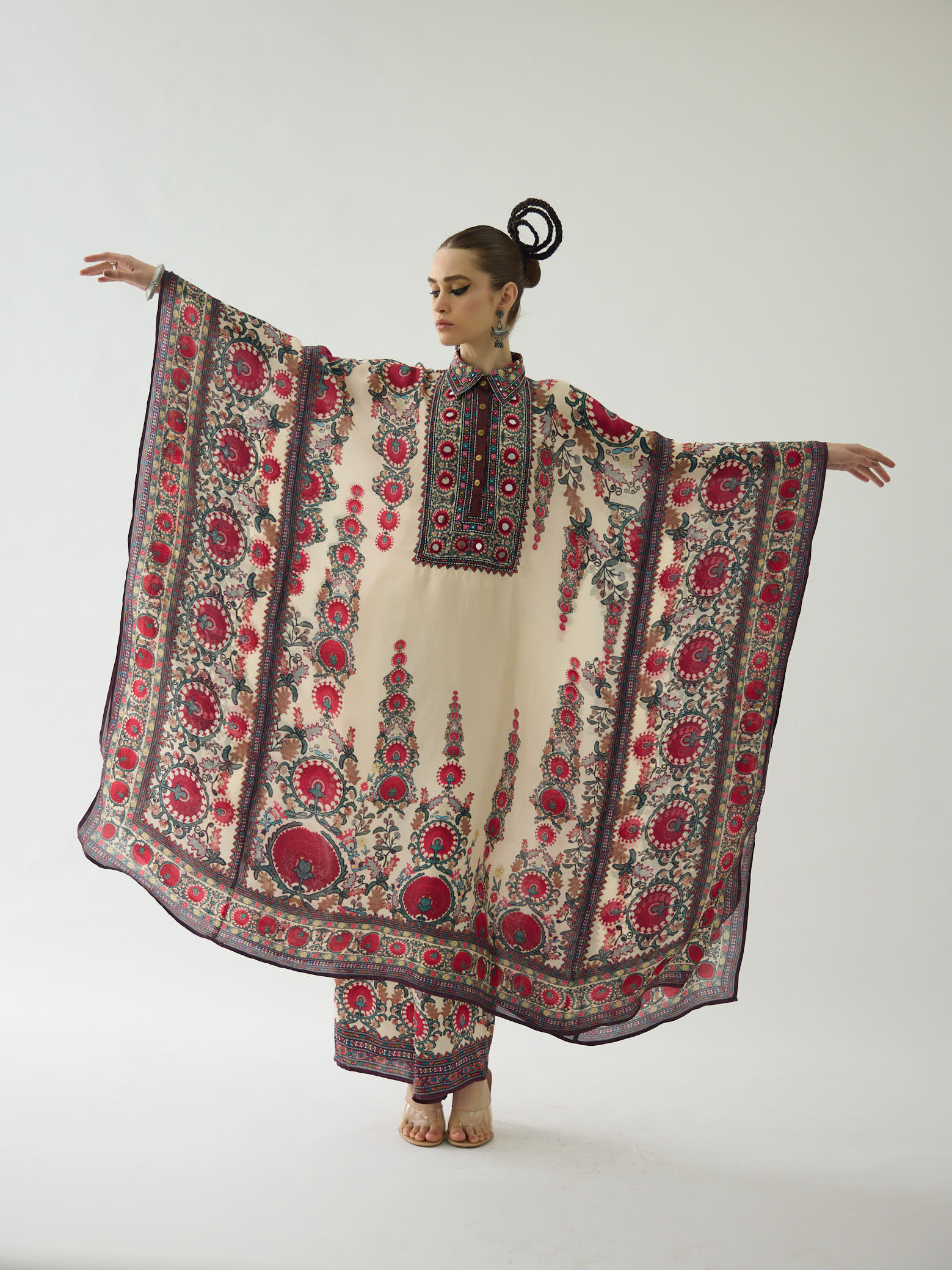 Bukhara Maroon Sharifa Kaftan Set