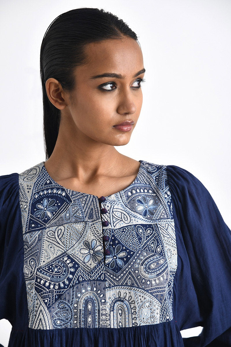 Navy Ragusa Embroidered Dress