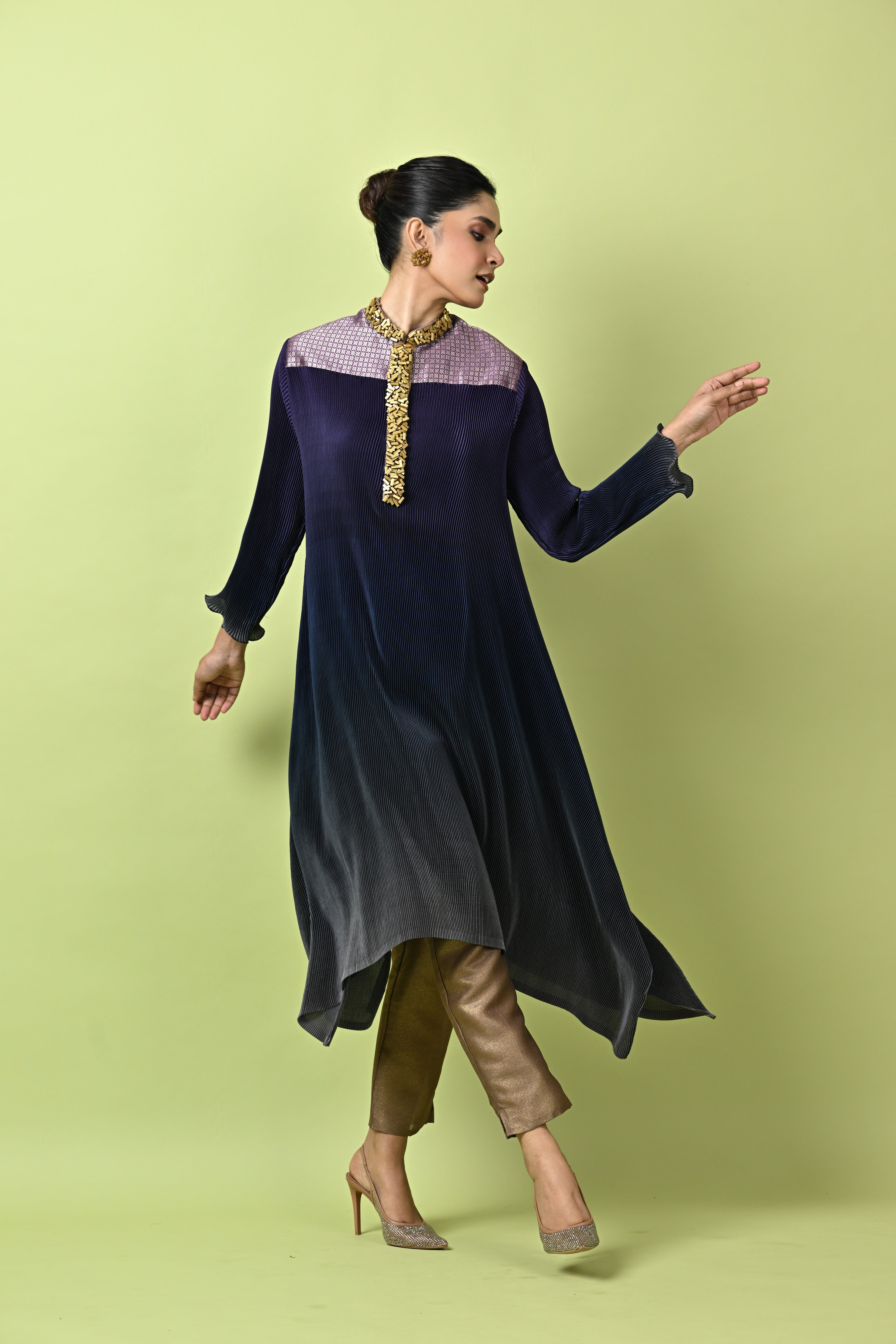 Deep gold tweed pant