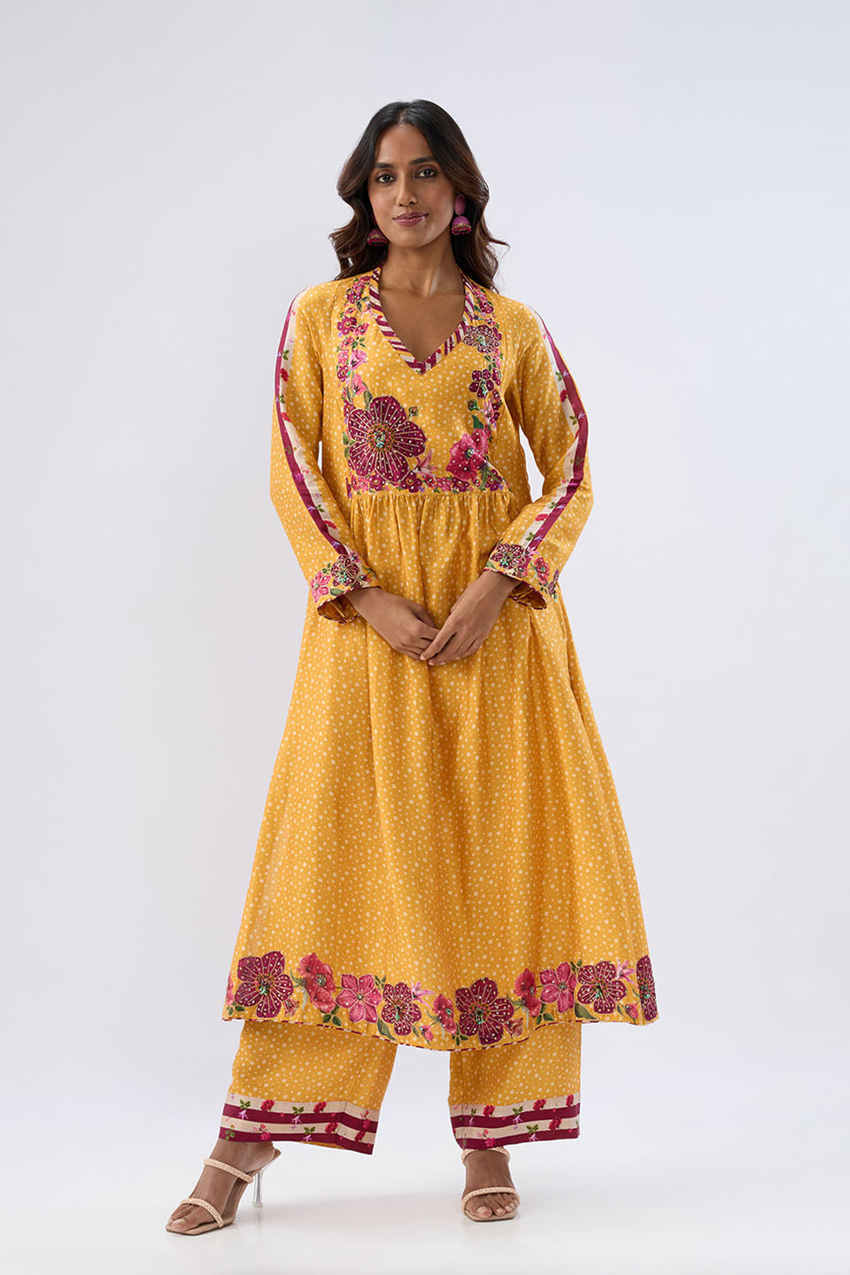 Blossom Yellow Gathered Yoke Kurta Set