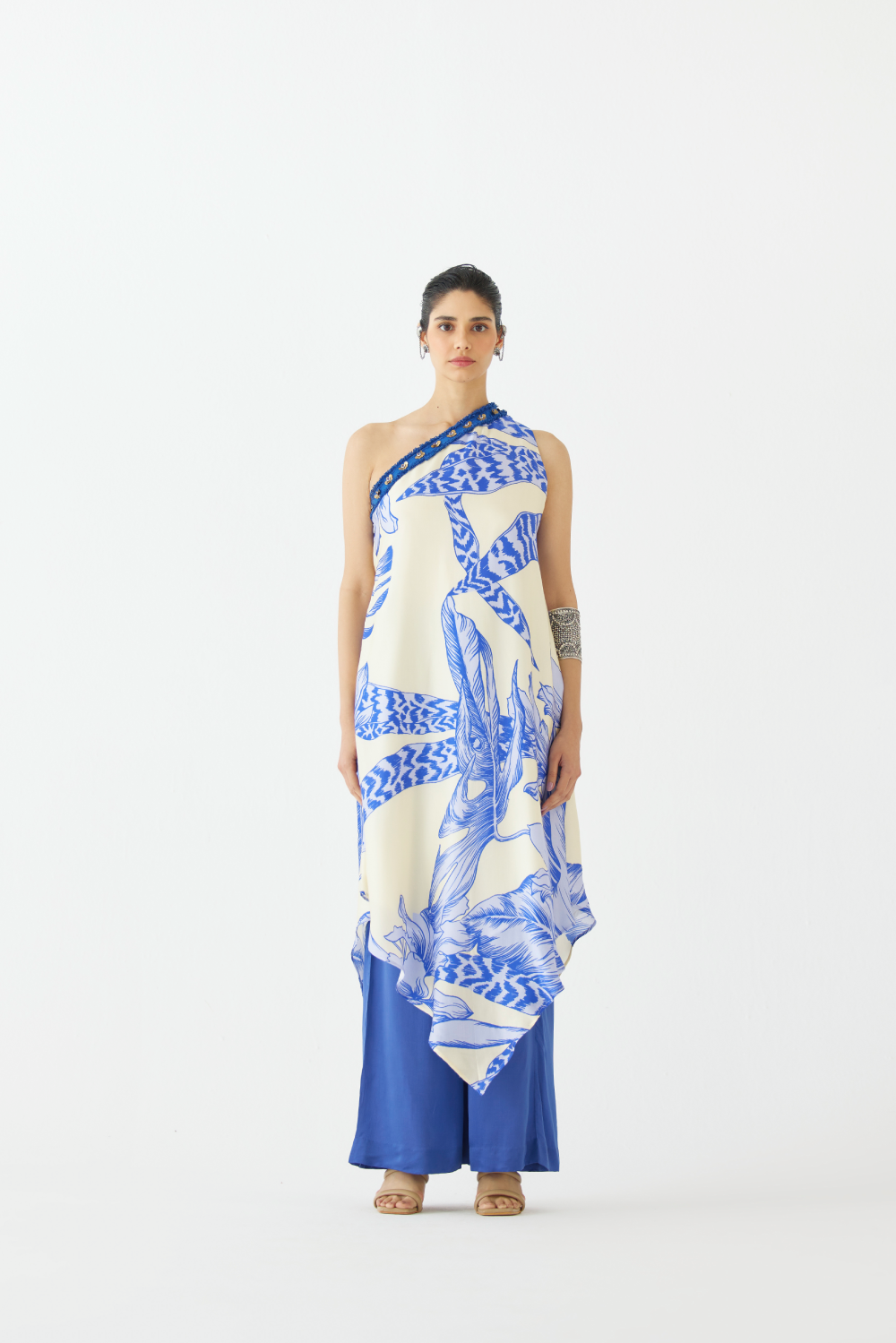 Blue Aphrodite One Shoulder Kurta & Pants