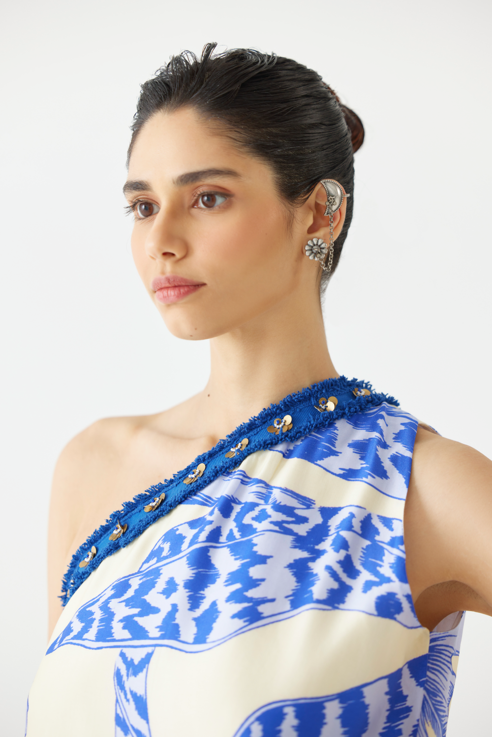 Blue Aphrodite One Shoulder Kurta & Pants