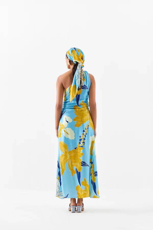 WHITE ROSE ONE SHOULDER DRESS