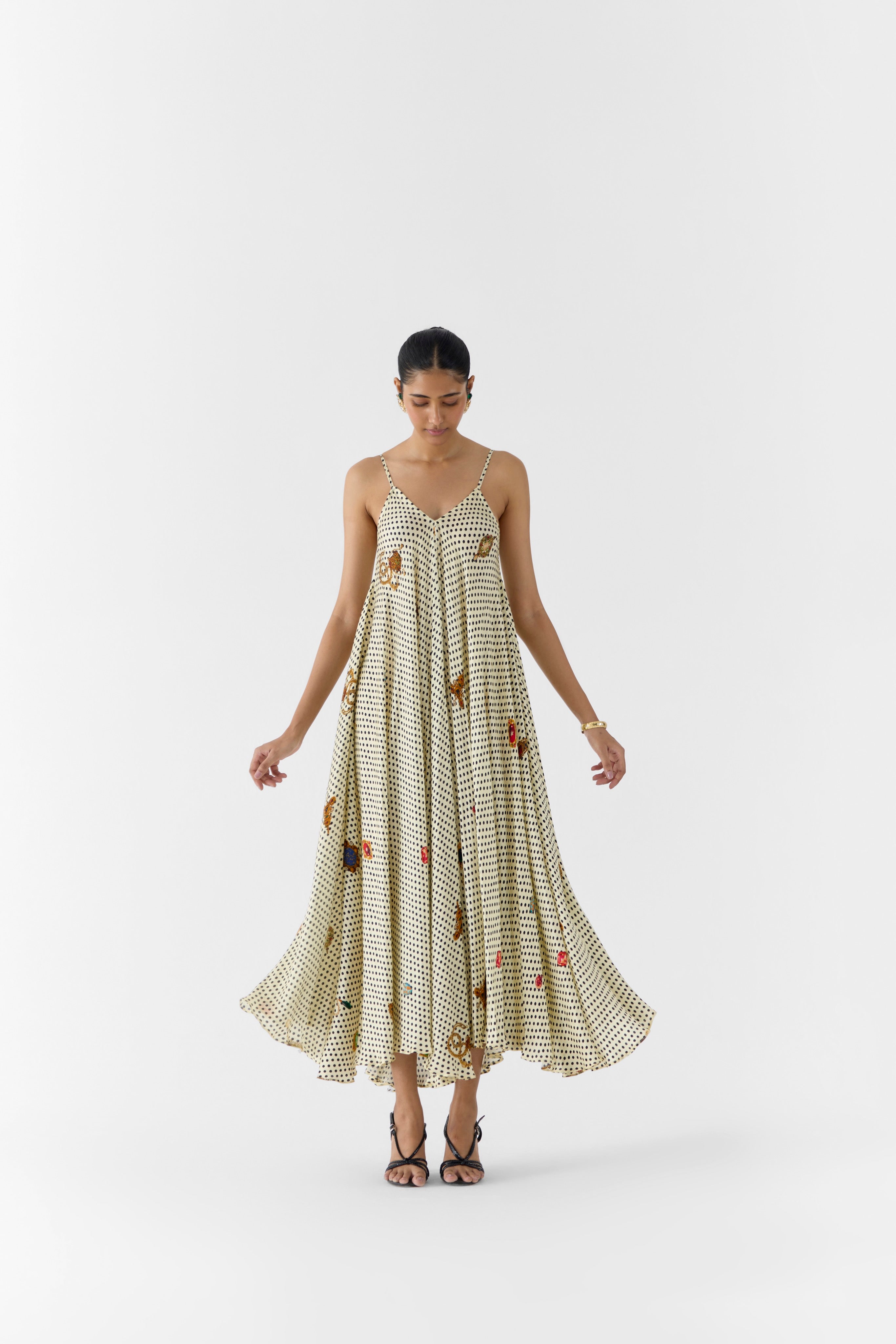 PEARL POLKA DOT STRAPPY DRESS