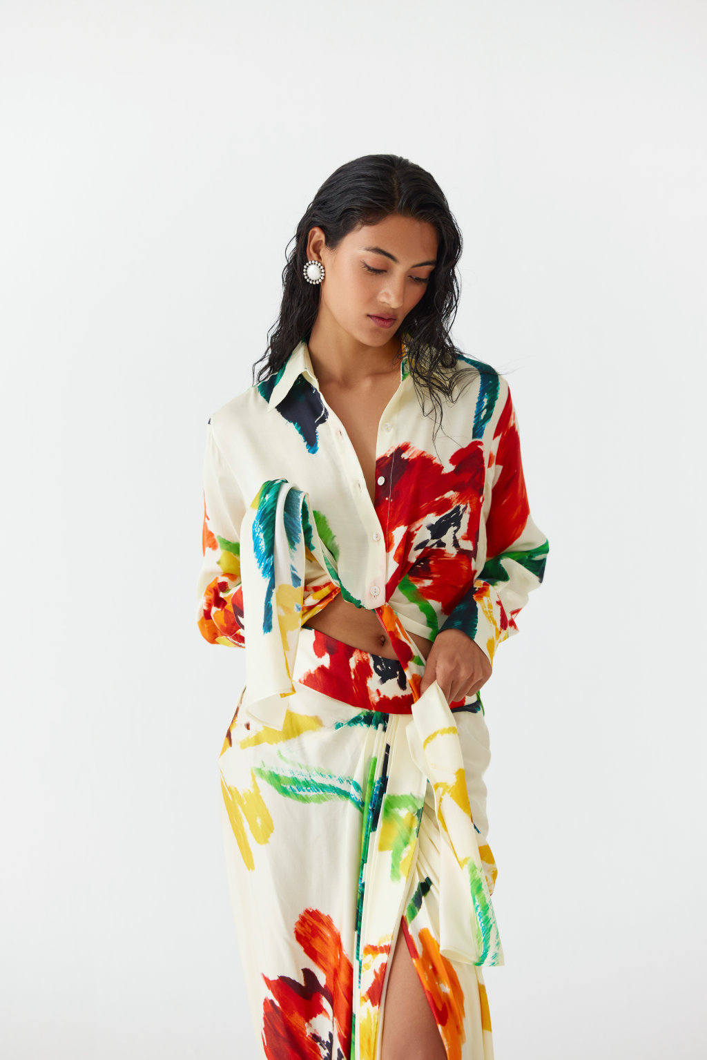 Monet Knot Shirt & Draped Skirt