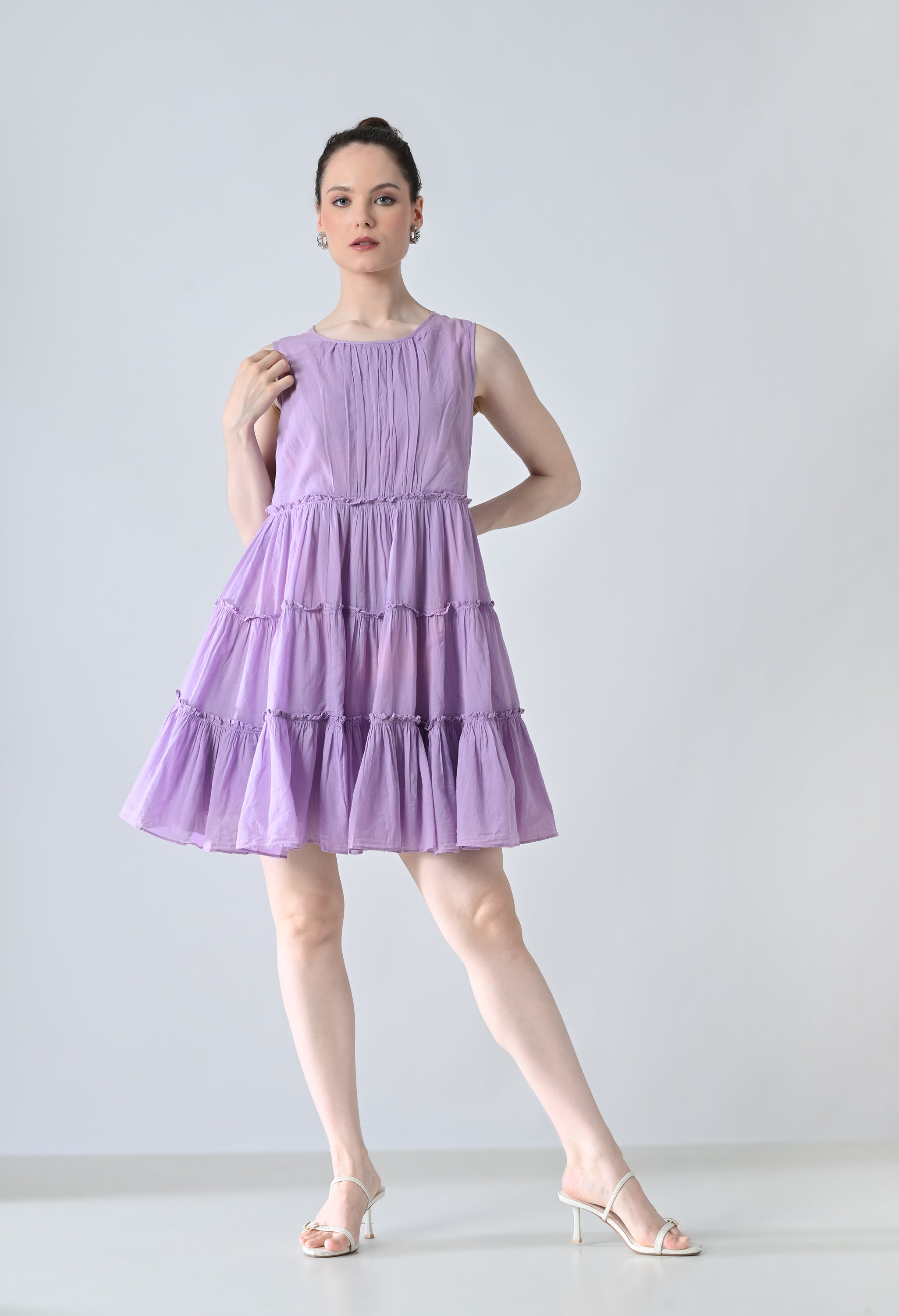 Lilac Breeze Tiered Short Dress