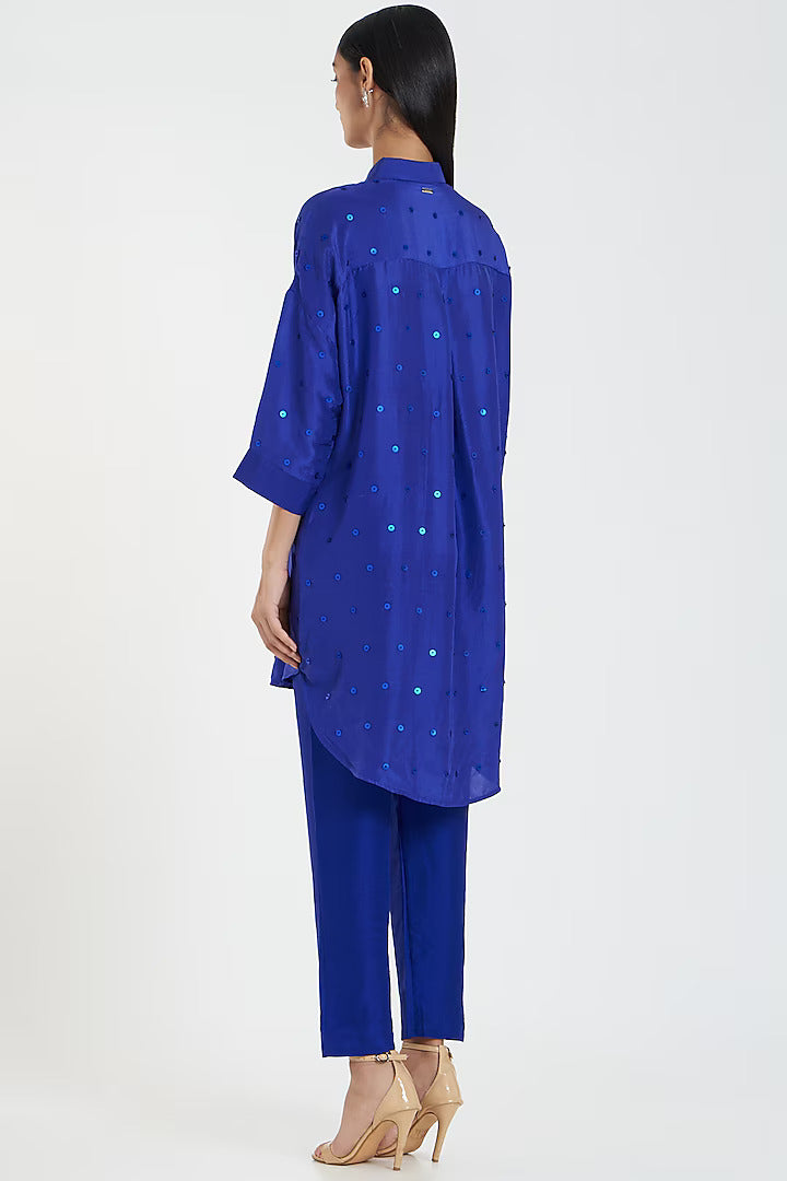 Electric Blue Embellished Shirt