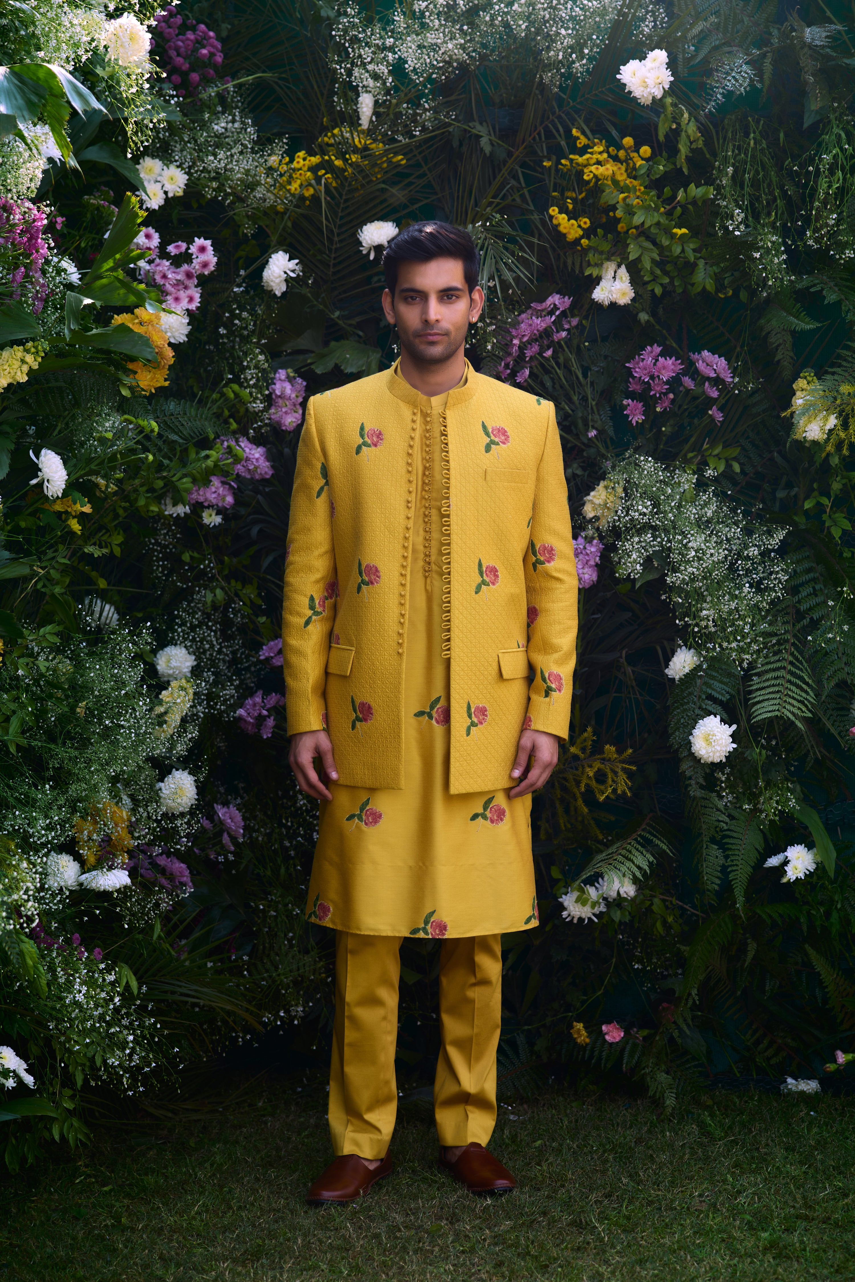 Golden Yellow Jacket and kurta set