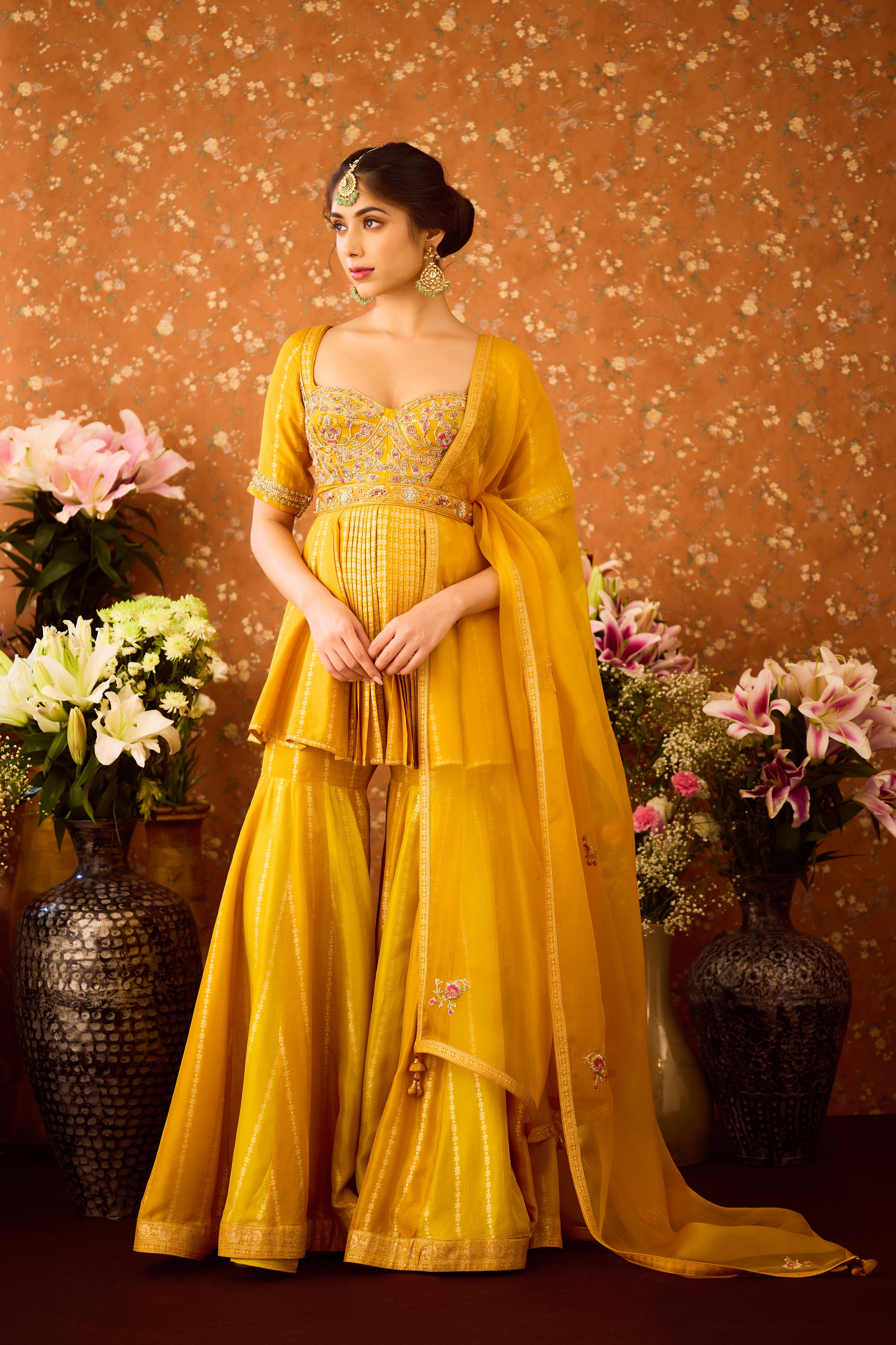 Gold Yellow Mustard Kurta Sharara Set