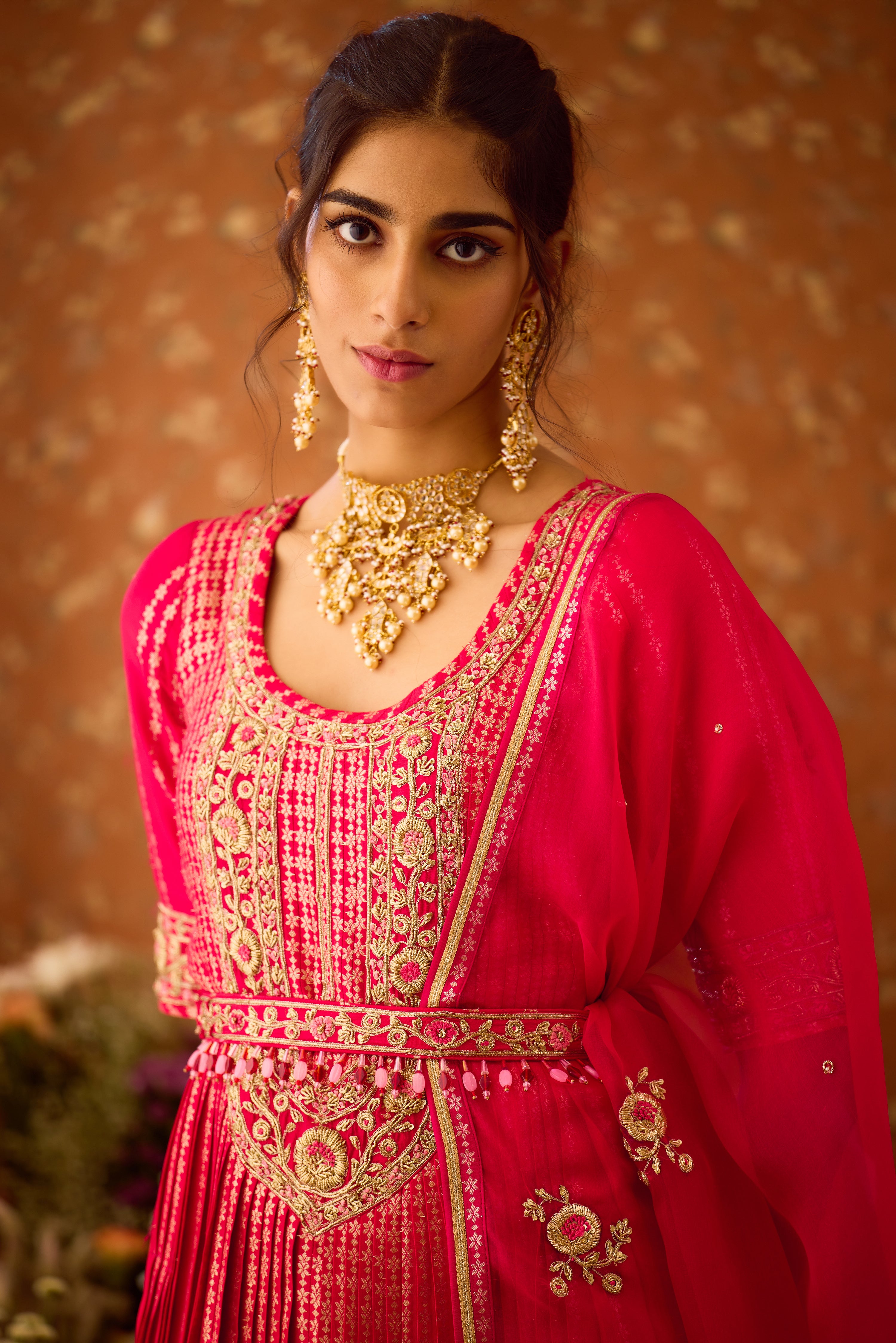 Scarlet Red Maroon Kurta Sharara Set