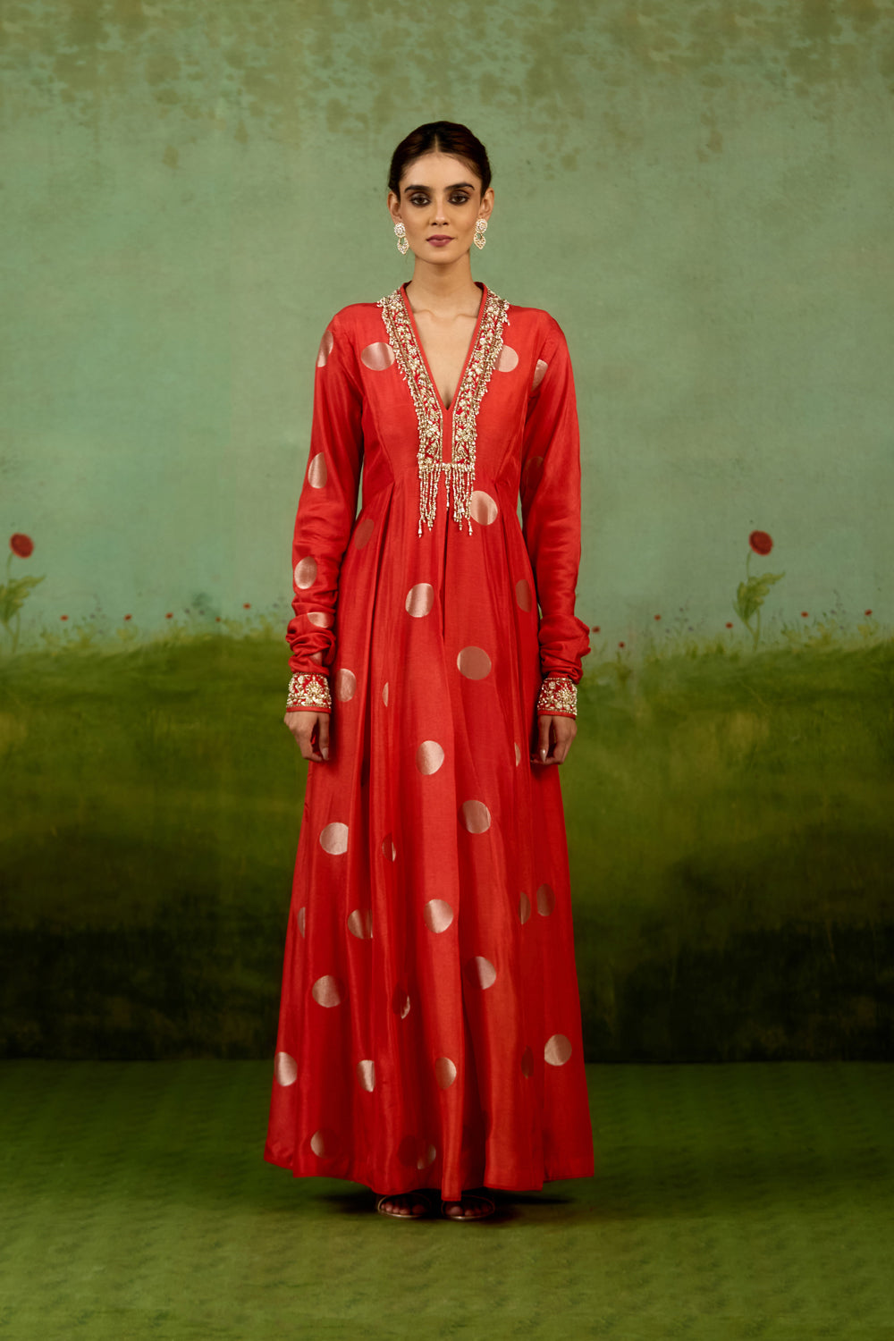 Burnt Orange Anarkali Dupatta Set