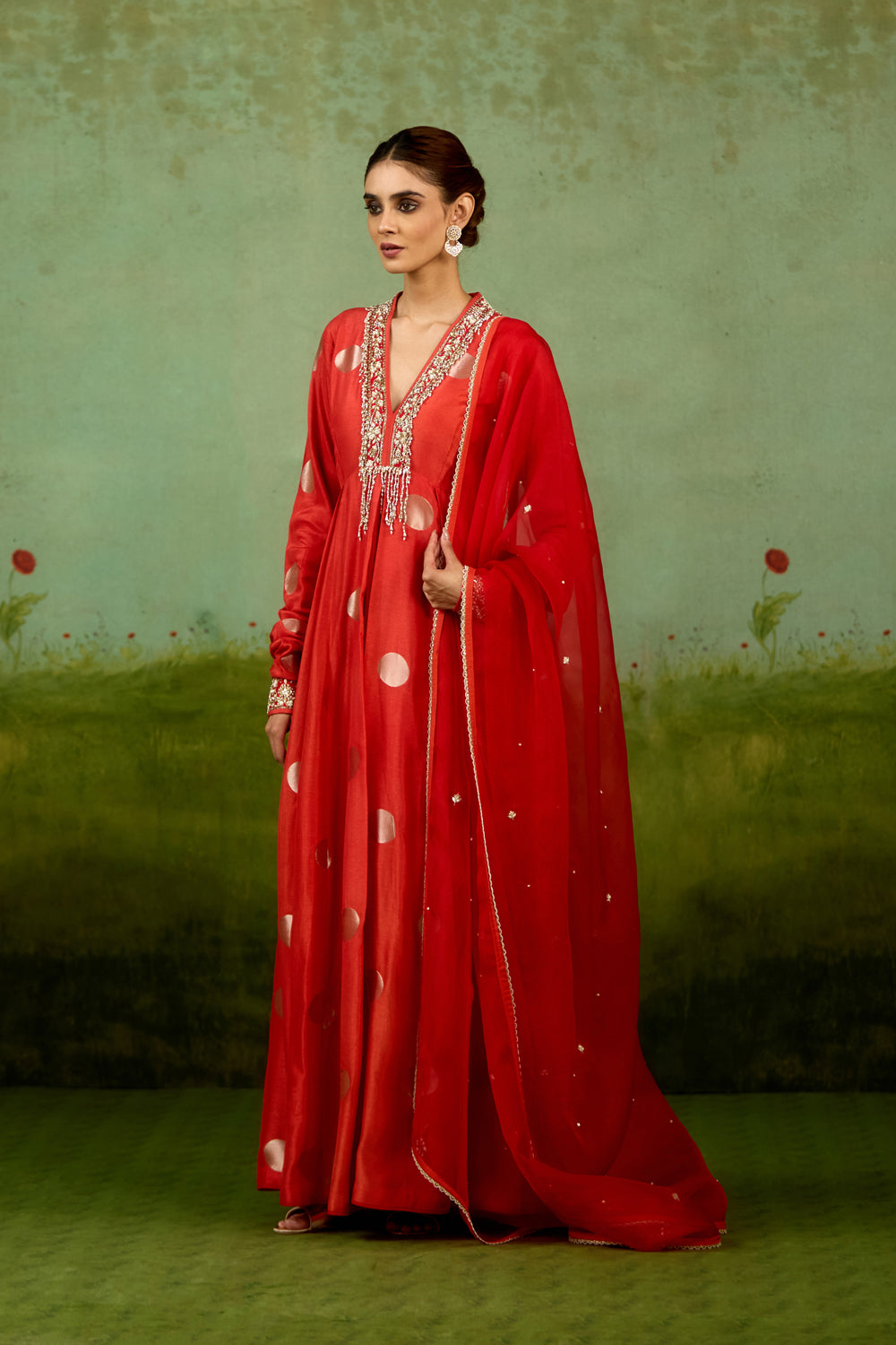 Burnt Orange Anarkali Dupatta Set