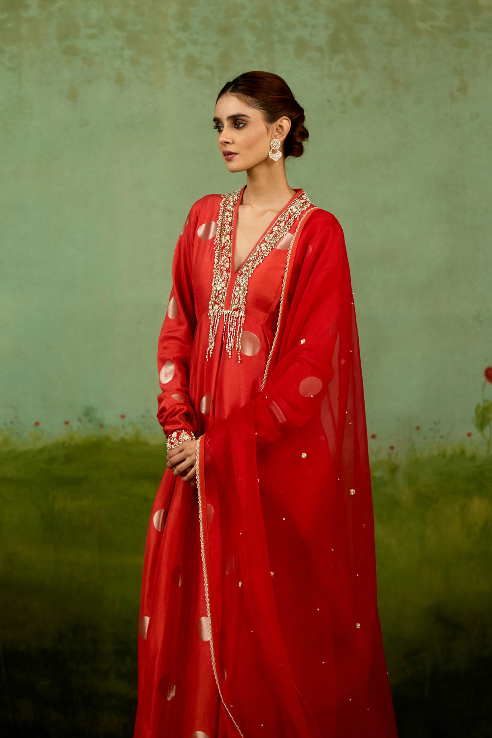 Burnt Orange Anarkali Dupatta Set