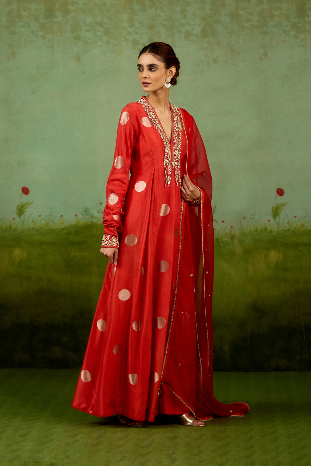 Burnt Orange Anarkali Dupatta Set