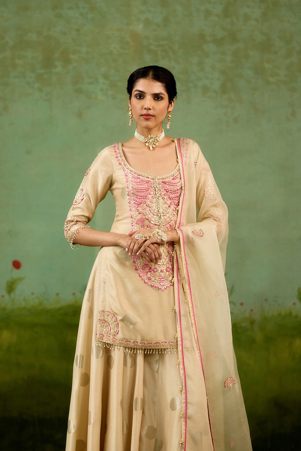 Ivory Neutral Sharara Set