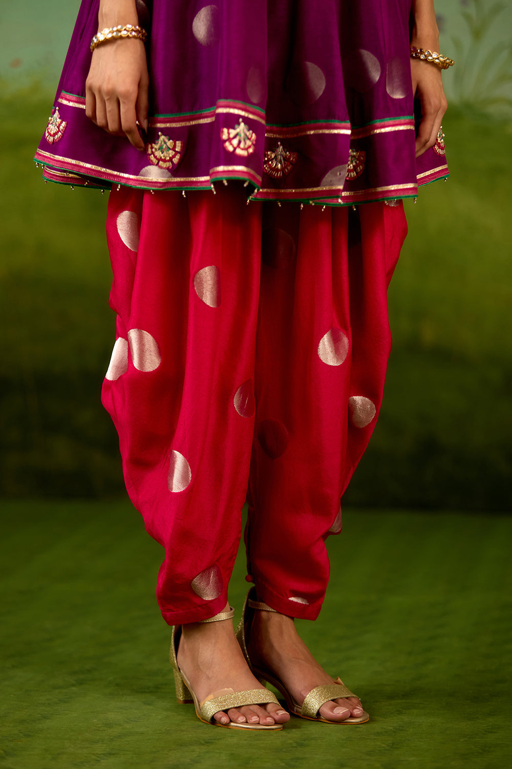 Purple Pink Top Dhoti set