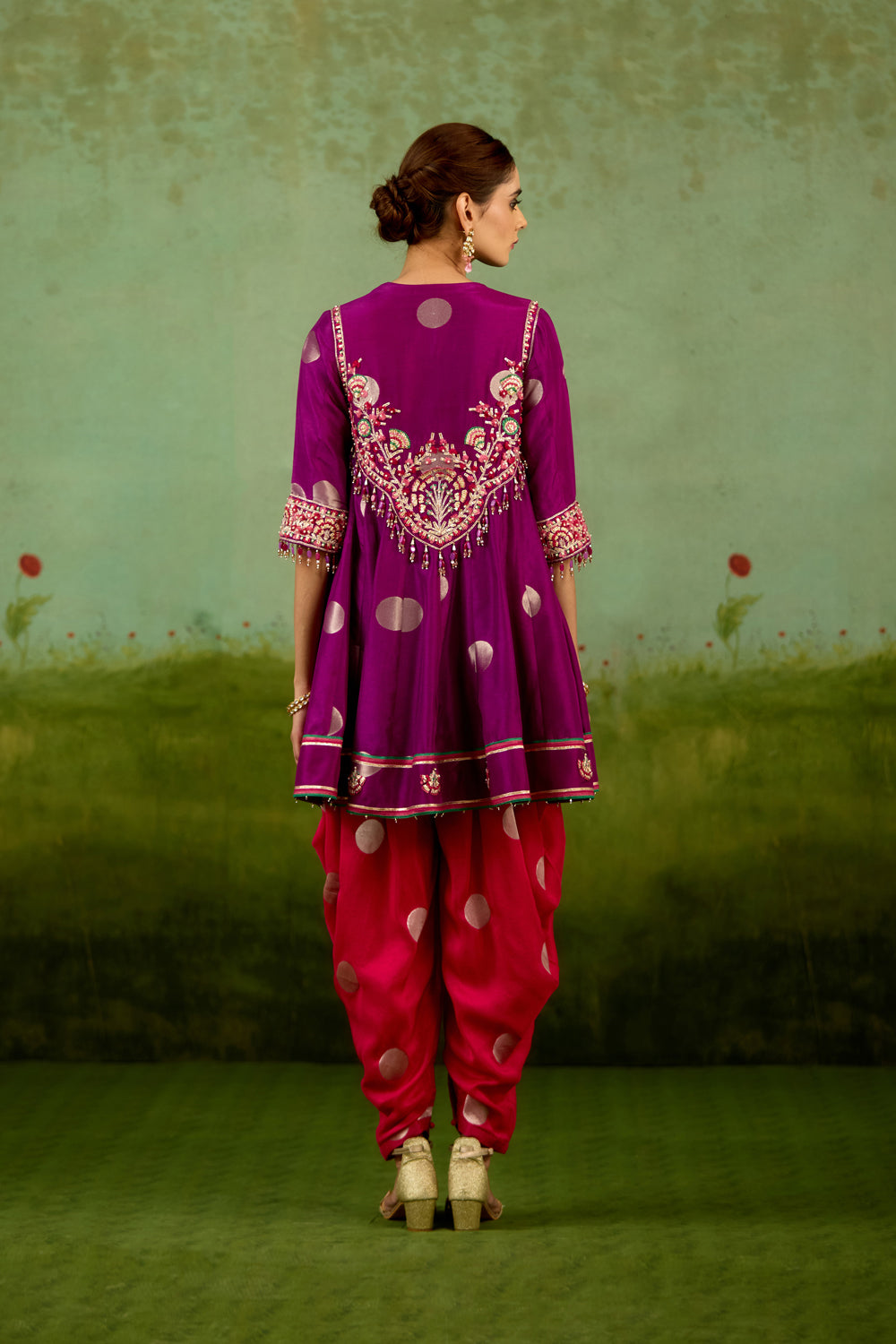 Purple Pink Top Dhoti set