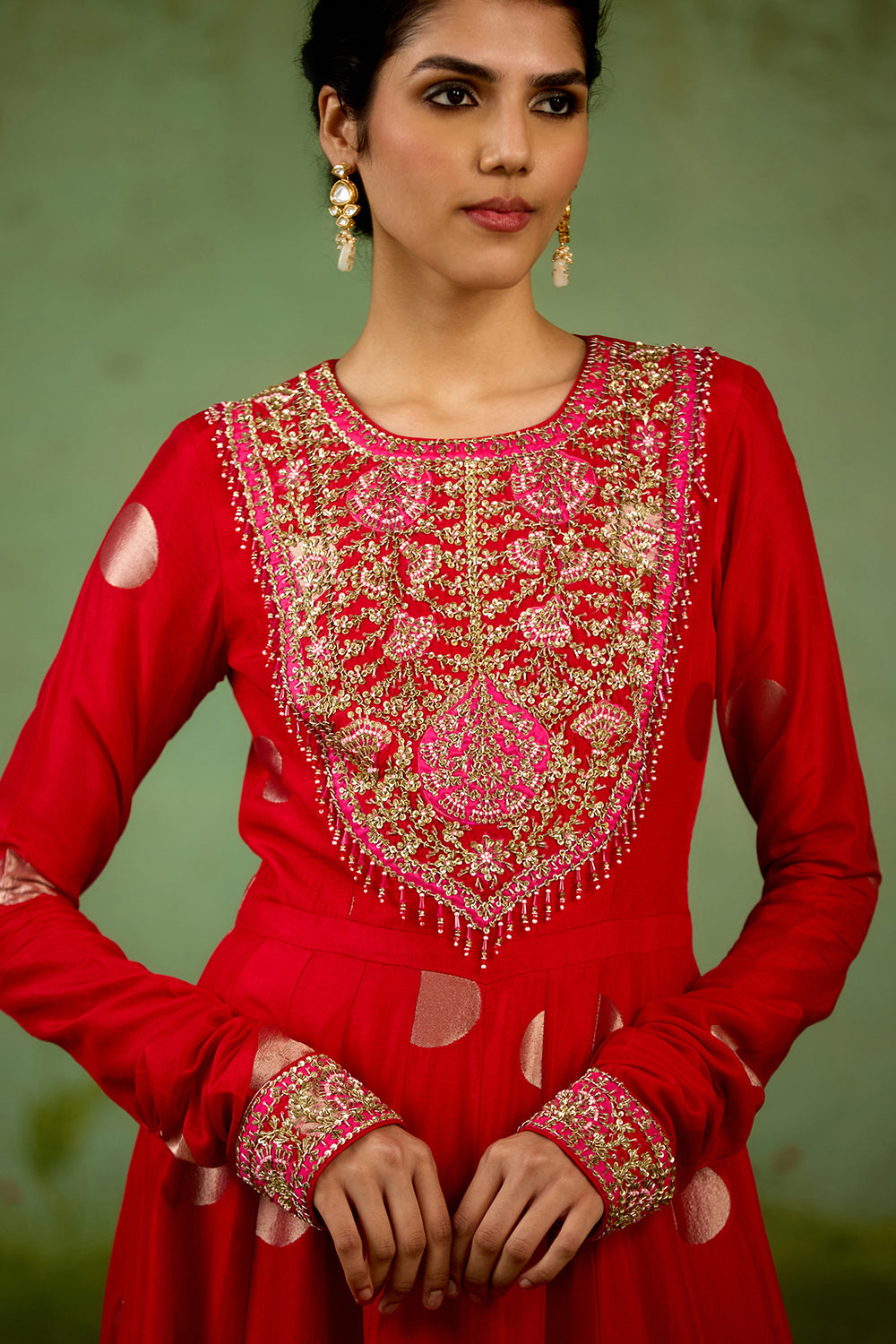 Red Anarkali Set