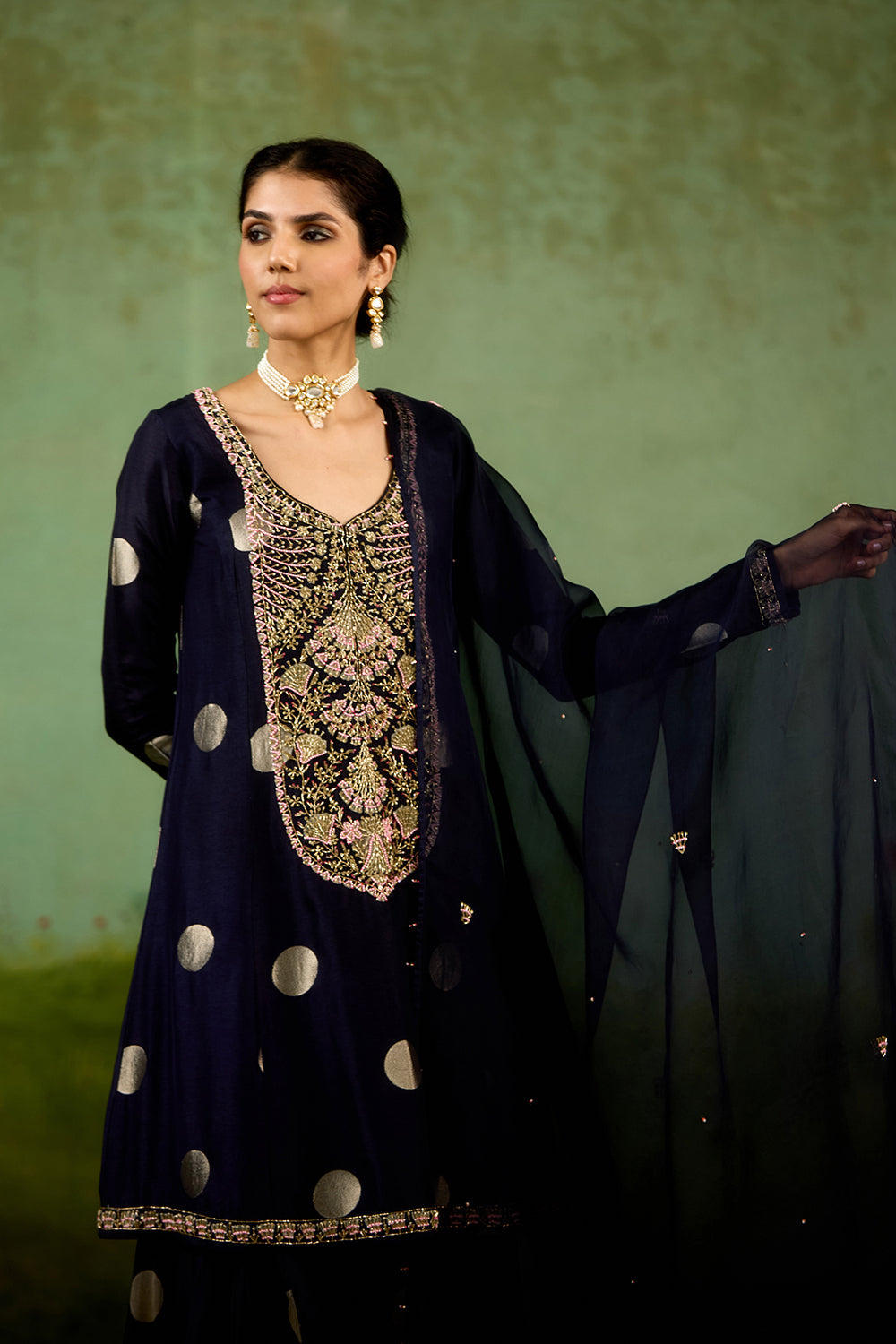 Navy Blue Kurta Sharara Set