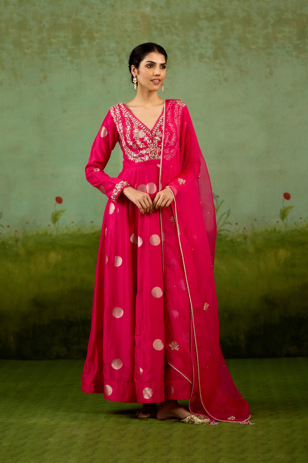 Fuschia Pink Anarkali Set