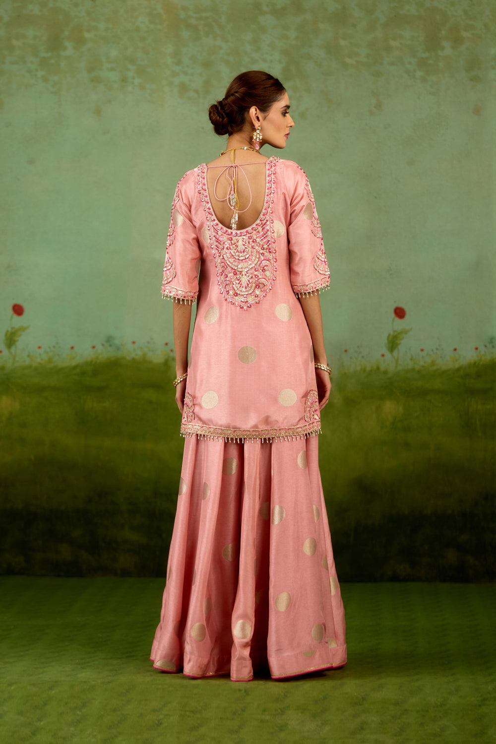Coral Pink Sharara Set