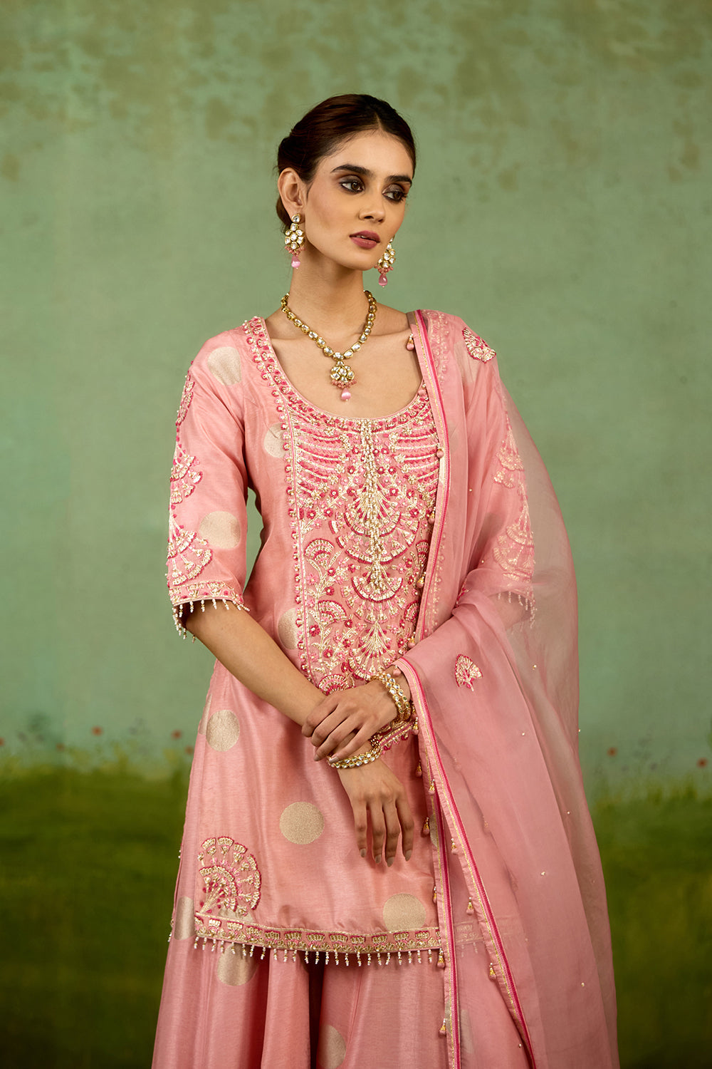 Coral Pink Sharara Set